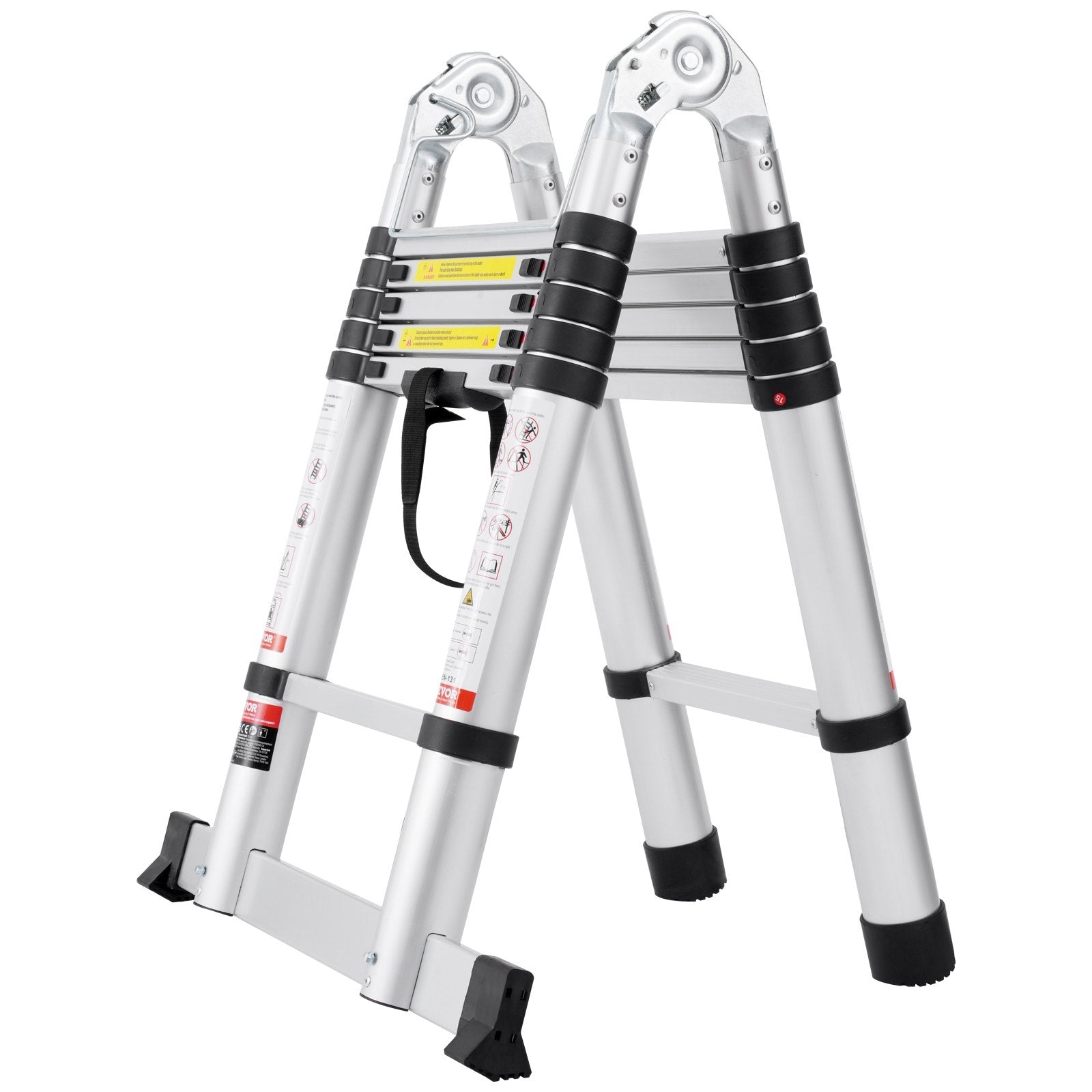 VEVOR Telescoping Extension Ladder 12.5FT A-Shape w/ Stabilizer Bar for RV