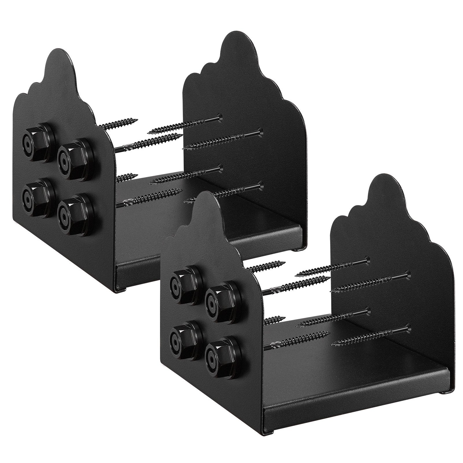 VEVOR 8x8 Post Base 2 Pcs, Inner Size 7.9x7.5 inch / 200x190 mm Post Brackets, Heavy Duty Carbon Steel Decking Posts, Wood Posts Brackets for Pavilion Deck Railing Support Deck Base Plate, Black