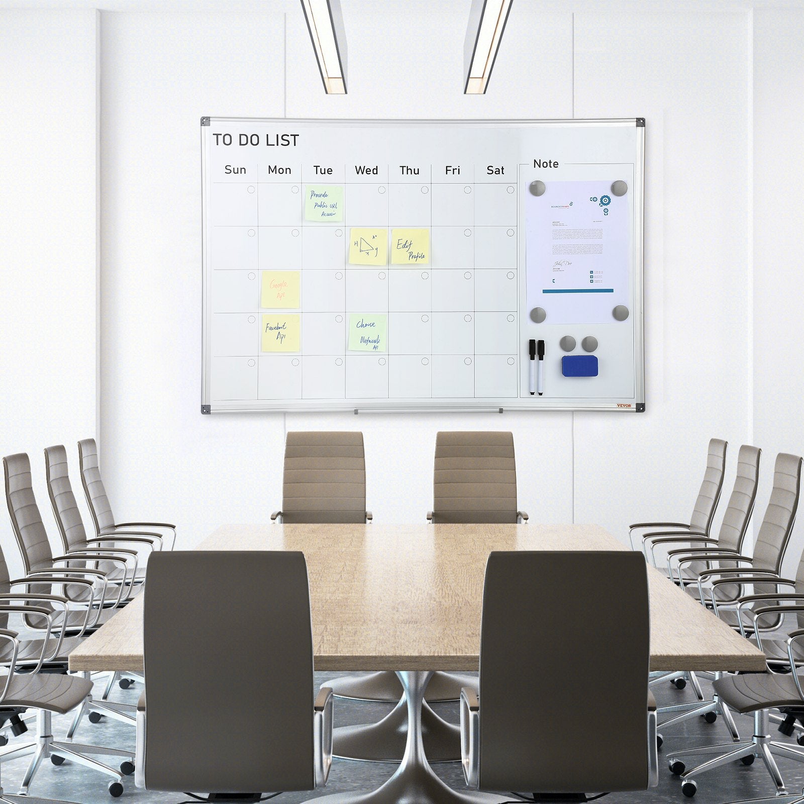 VEVOR Magnetic Whiteboard Dry Erase Board 36" x 24" Wall Mounted for Office