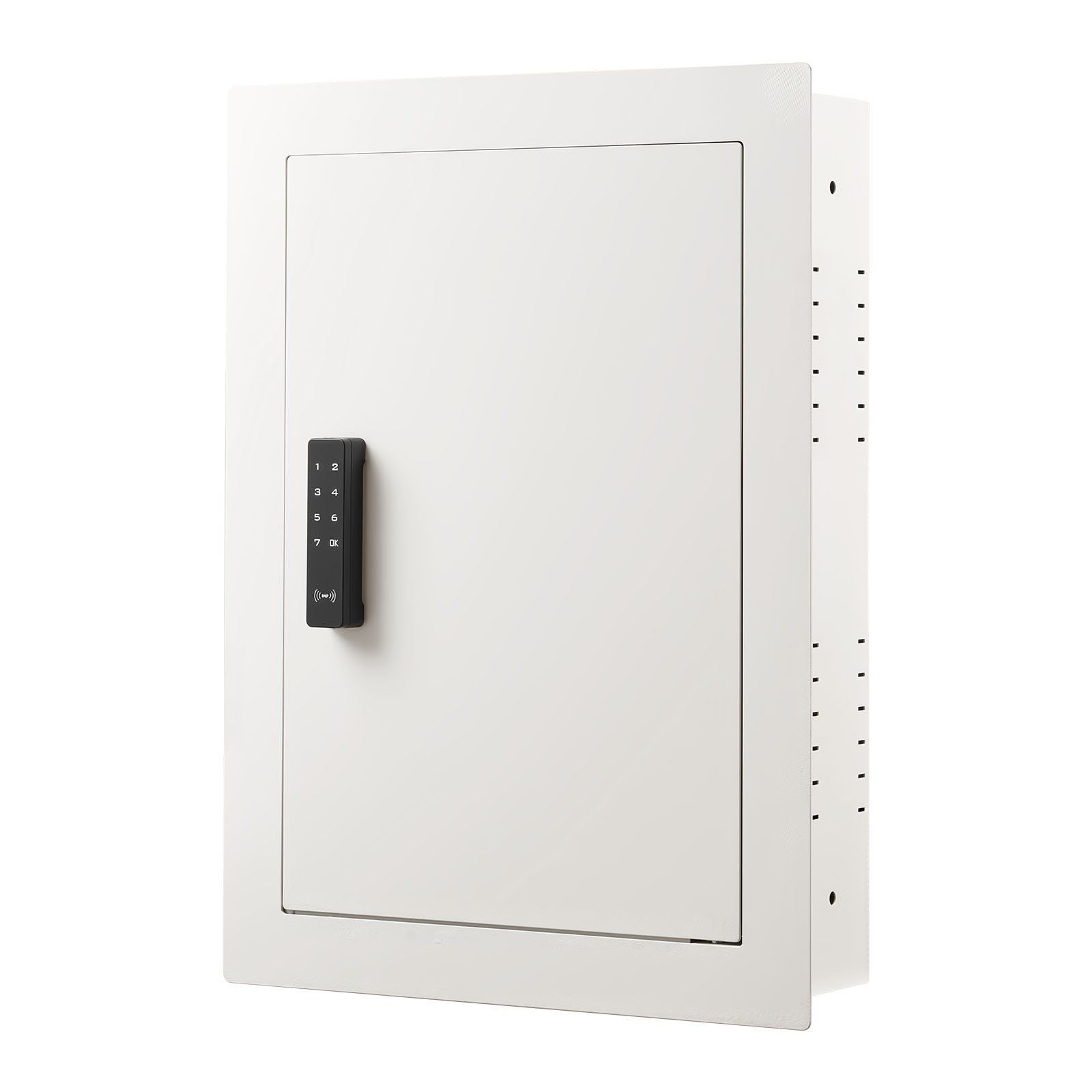 0.83 sq.ft Wall Safe, 3-Tier Hidden Wall Safe with Password, Key & Turning Knob, Q235 Cold-Rolled Steel In-Wall Box with Adjustable Shelves & Mounting Holes for Money, Jewelry, Passport, White