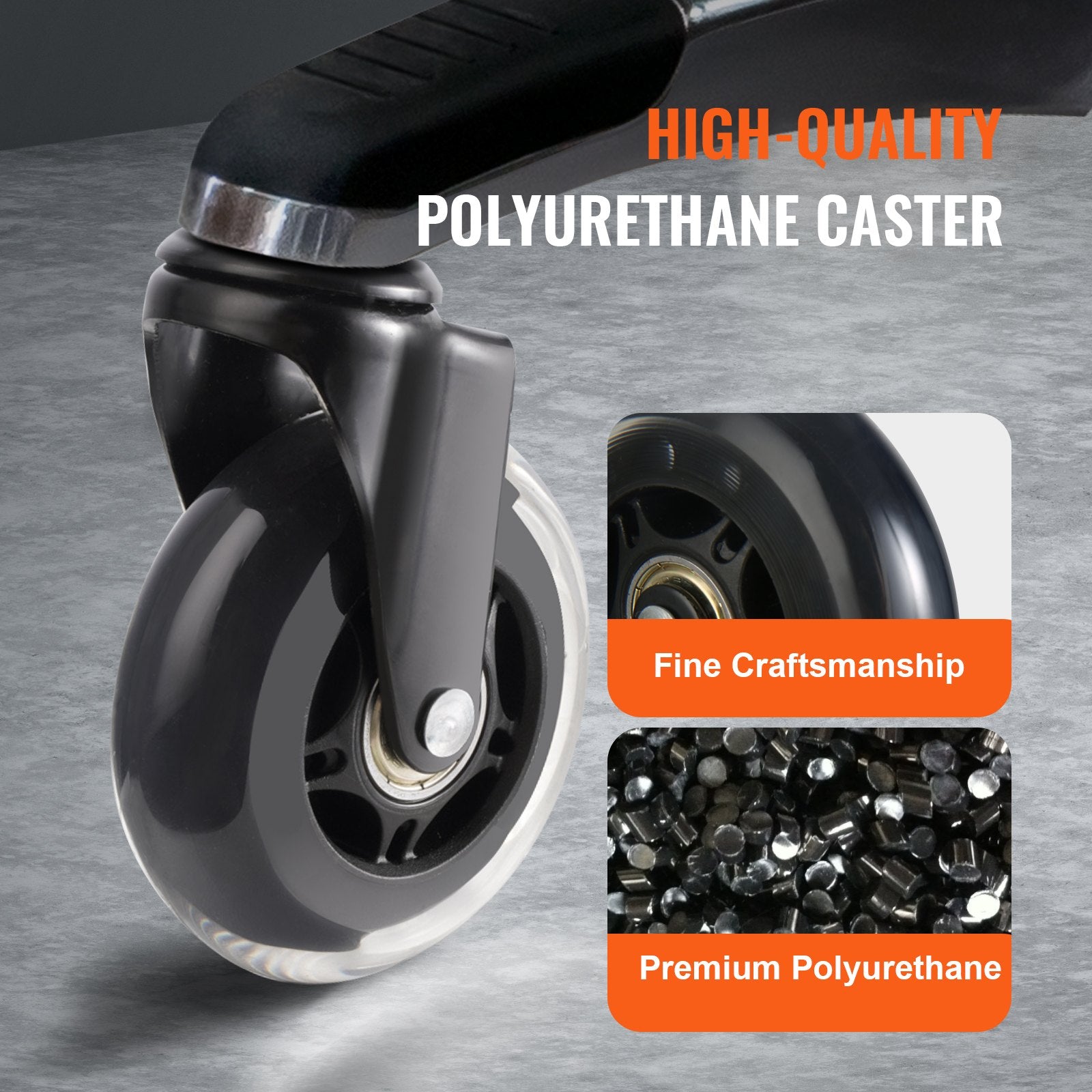 VEVOR Office Chair Wheels, Set of 5, 76.2 mm Caster Wheels Replacement for Hardwood Floors and Carpet, Heavy Duty Computer Gaming Desk Casters with 59 kg Load Capacity, Universal Fit for Most Chairs