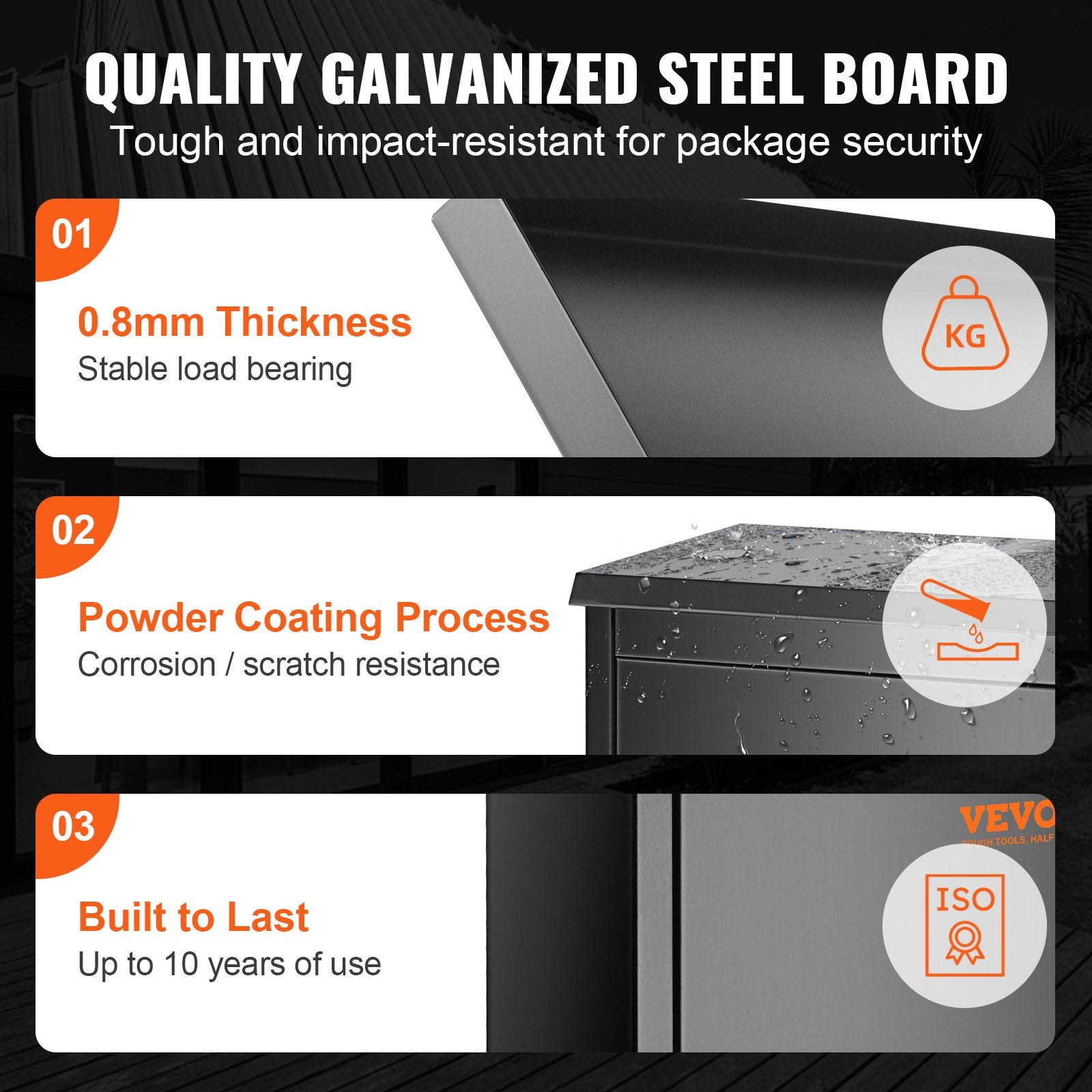 VEVOR Package Delivery Boxes for Outside 15.4" x 10.6" x 20.5" with Coded Lock
