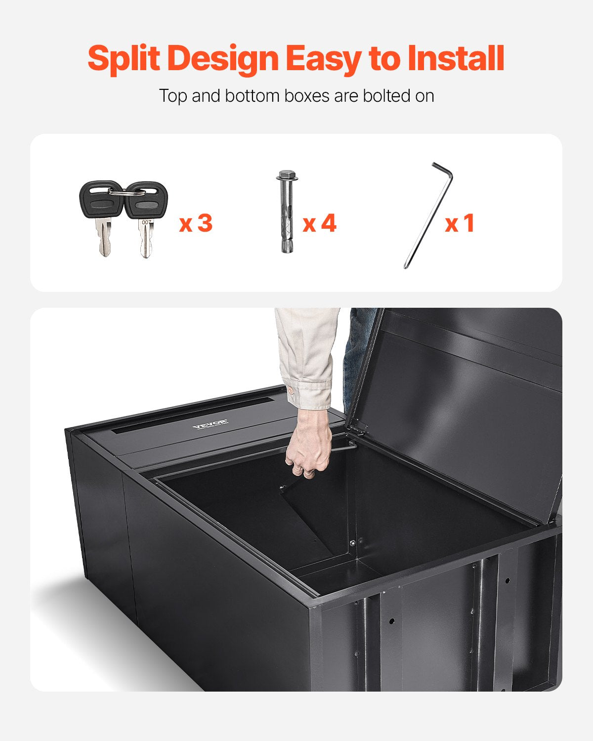 VEVOR Package Delivery Boxes for Outside, 90.9 cm Mailbox for Parcel with Lock, Galvanized Steel Package Drop Box with Anti-Theft Design, Weather-Resistant Package Mailbox for Home and Office, Black