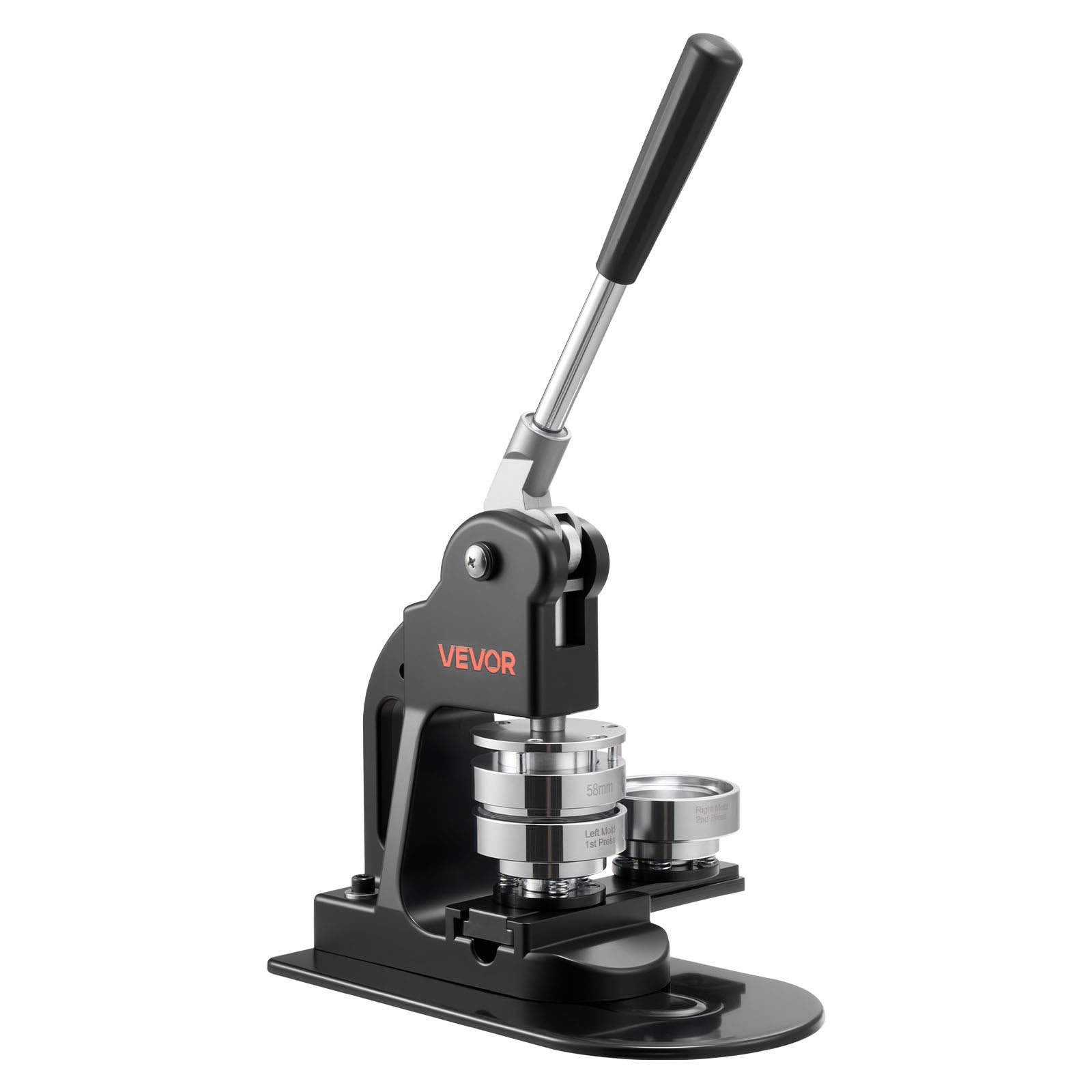 VEVOR Button Maker Machine, 58 mm, Pin Maker Machine with 500pcs Button Parts, Circle Cutter, Hex Wrenches and Magic Book, Ergonomic Handle, for DIY Badges, Personalized Pins and Key Chains, Black