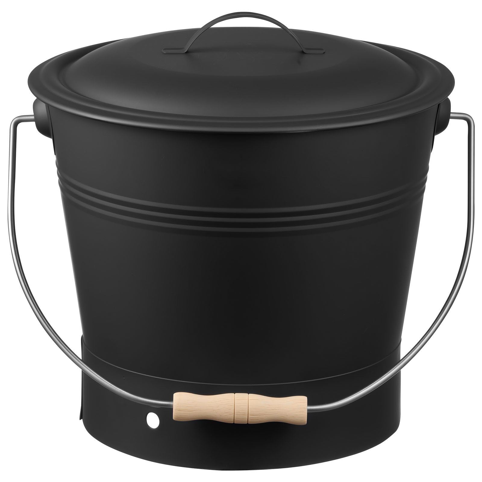 Ash Bucket, 4 PCS with Lid, Shovel, Broom and Gloves, Metal Fireplace Charcoal Bucket and Ash Can, 9.8L Large Capacity for Fireplace, Fire Pits, Wood Burning Stoves, Indoor and Outdoor