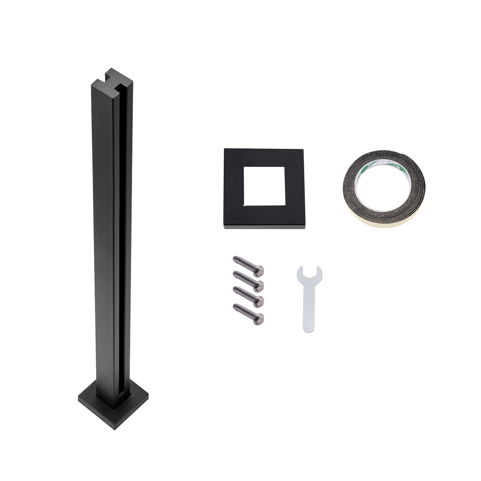 VEVOR Glass Clamp 37.4" H Railing Bracket for 0.39 "-0.47 " Glass Black Black