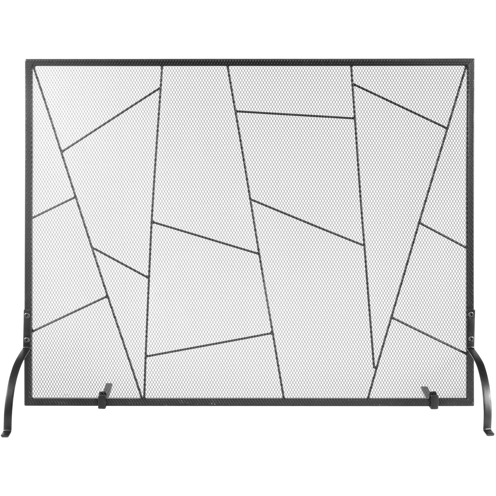 VEVOR Fireplace Screen Single Panel, Sturdy Iron Mesh Fireplace Screen, 906(L) x720(H)MM Spark Guard Cover, Simple Installation, Free Standing Fire Fence Grate for Living Room Home Decor Modern