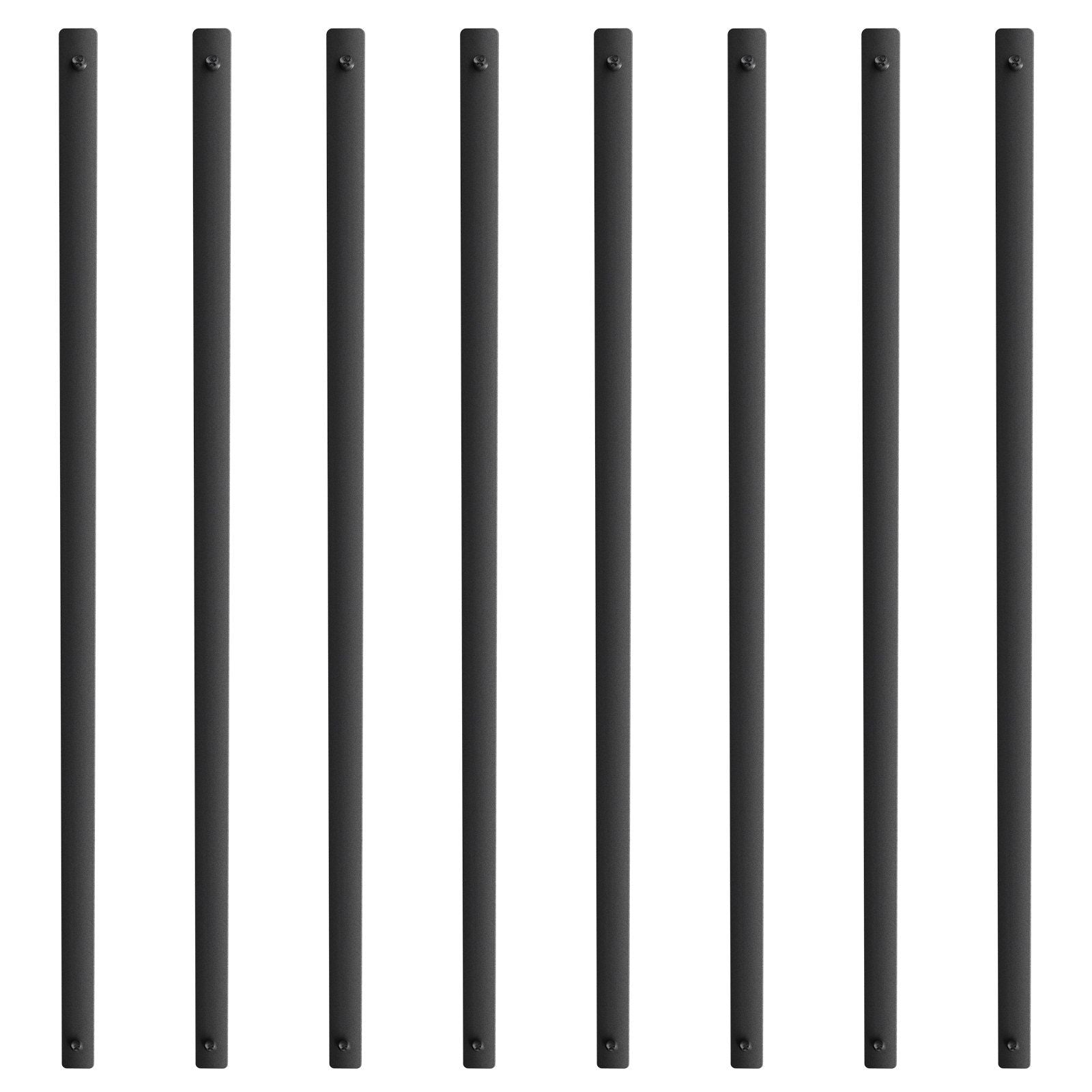 Staircase Metal Balusters, 38'' x 1'' Flat Aluminum Alloy Decorative Banister Spindles, 72 Pack Deck Baluster with Screws, Classic Hollow Deck Railing Satin Black Powder Coated for Porch