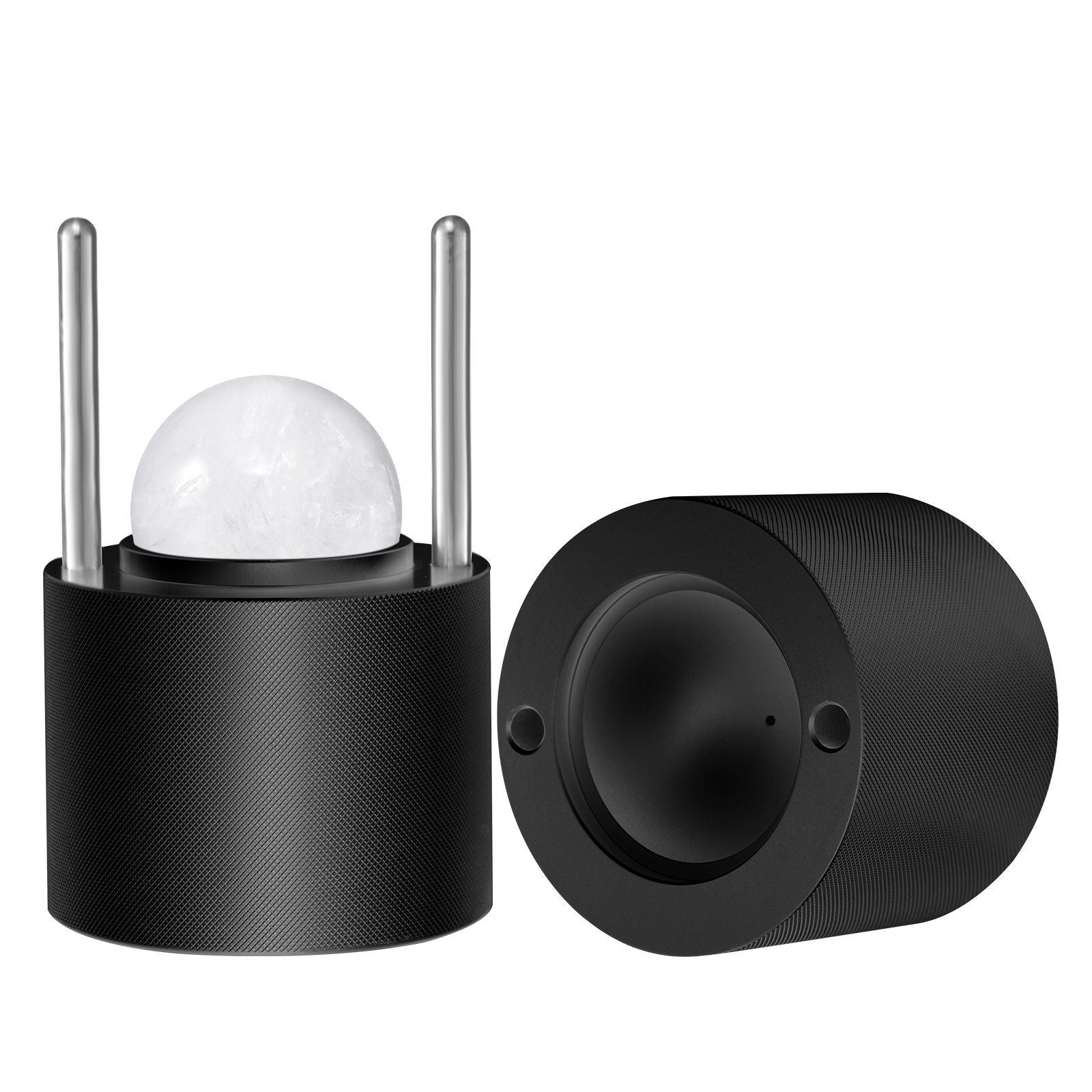 Ice Ball Press Kit, Aviation Aluminum Ice Press with Ice Block Mold, Large Mat, Tong, Drip Tray, One Glass, Round Ice Ball Maker 2.4"/60 mm Ice Sphere, for Whiskey, Cocktail on Party & Holiday