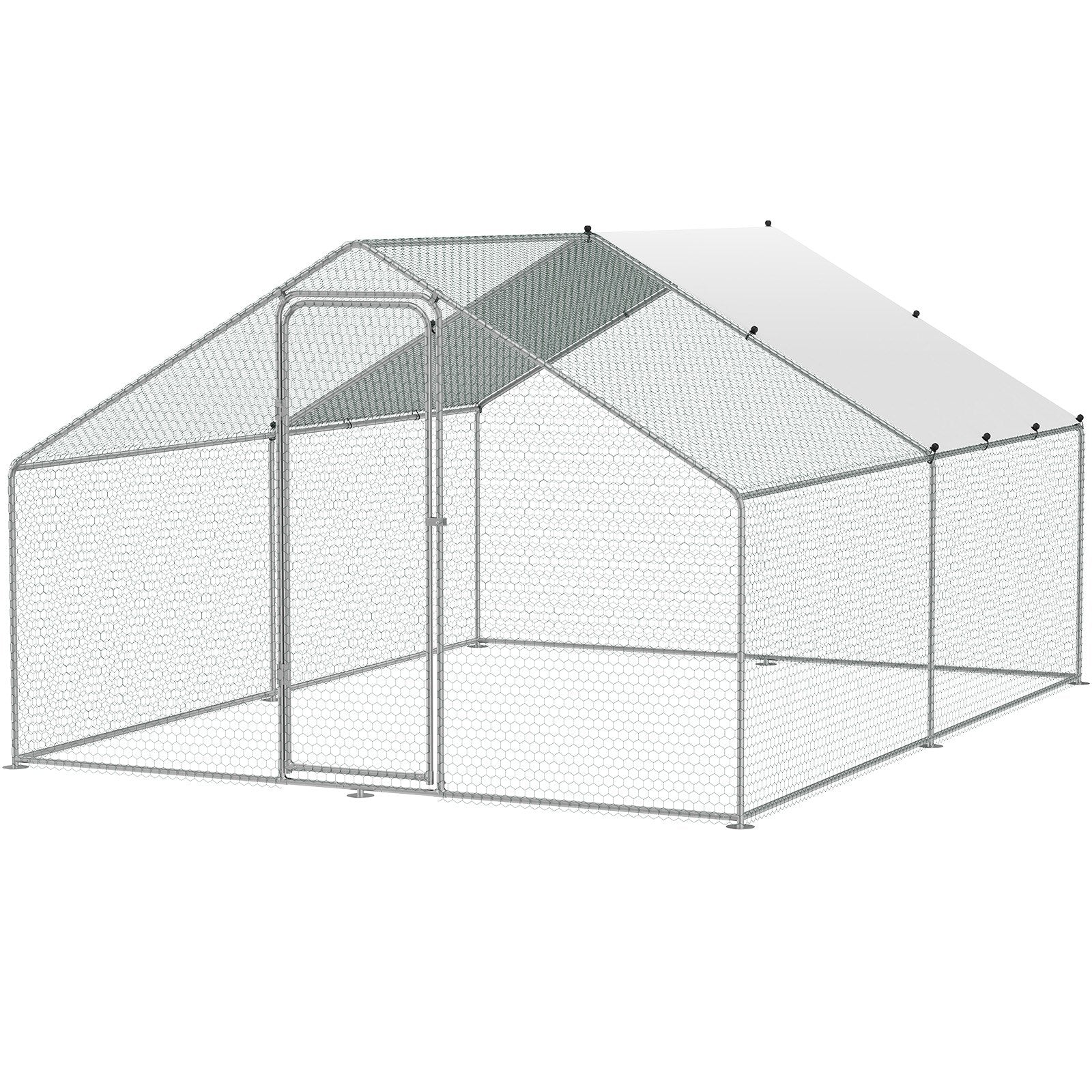 VEVOR Large Metal Chicken Coop, 3x3.93x1.99 m Walk-in Chicken Runs for Yard with Cover, Spire Roof Hen House with Security Lock for Outdoor and Backyard, Farm, Duck Rabbit Cage Poultry Pen