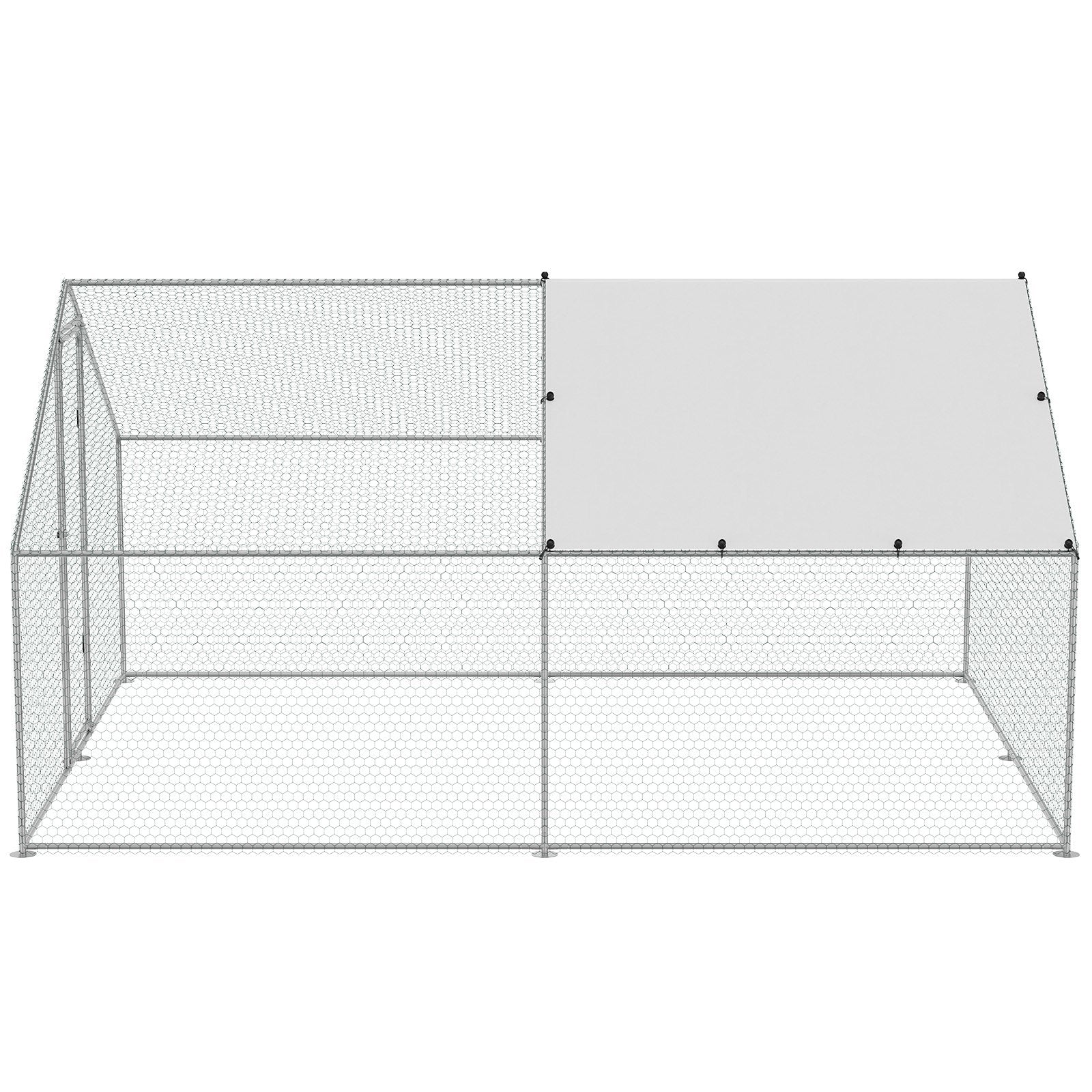 VEVOR Large Metal Chicken Coop, 3x3.93x1.99 m Walk-in Chicken Runs for Yard with Cover, Spire Roof Hen House with Security Lock for Outdoor and Backyard, Farm, Duck Rabbit Cage Poultry Pen