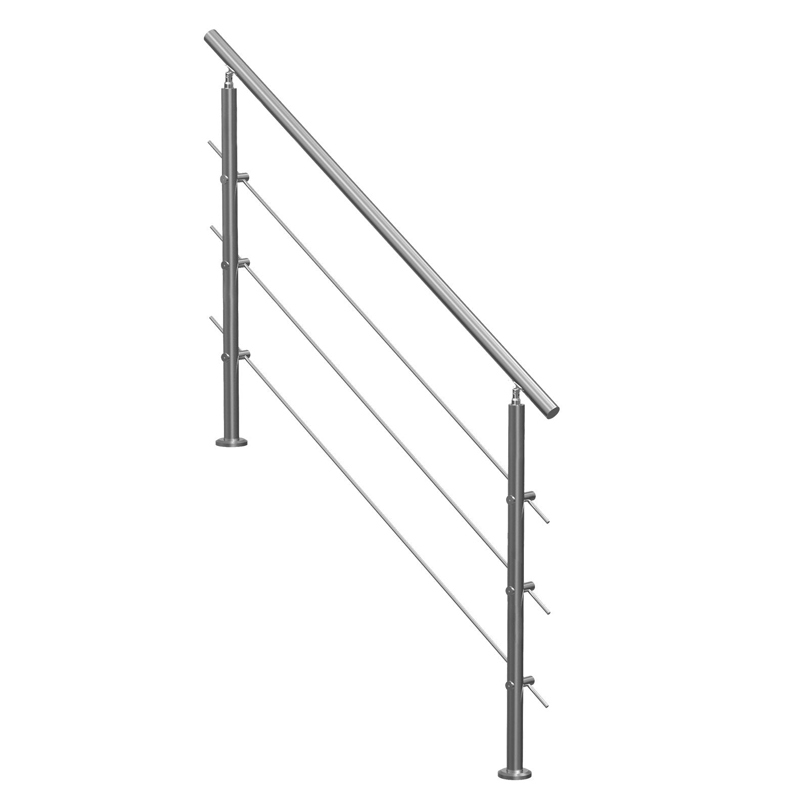 VEVOR Handrails for Outdoor Steps, 59 in Length 3 Crossbars Stair Hand Rail Kit, Transitional Stainless Steel Railings w/ Installation Kit, Double-column Staircase Handrails for Seniors,Porch & Deck