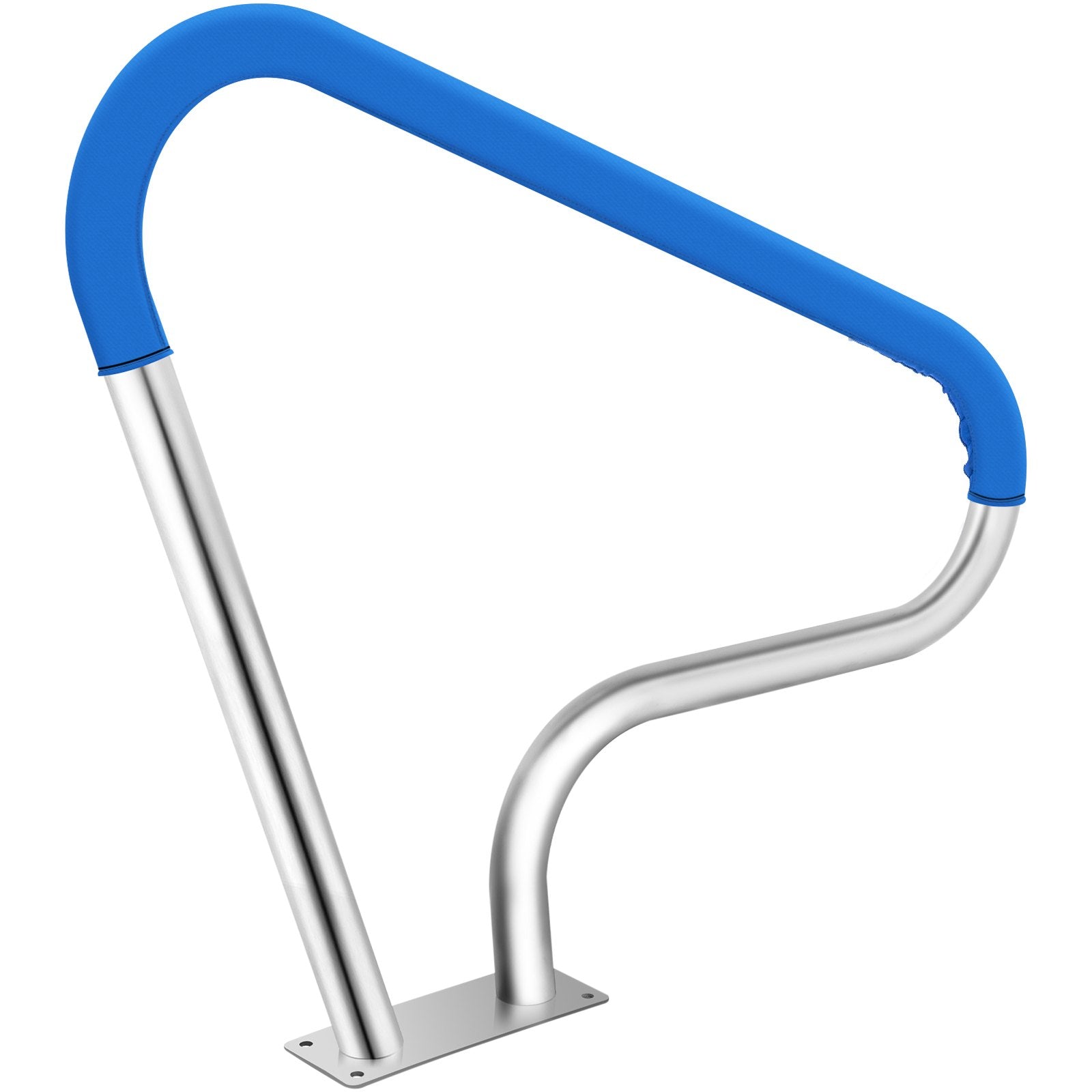 VEVOR Pool Rail 39x32 Pool Railing 304 Stainless Steel 250LBS Load Capacity Silver Rustproof Pool Handrail Humanized Swimming Pool Handrail with Blue Grip Cover & M8 Drill Bit & Self-Taping Screws