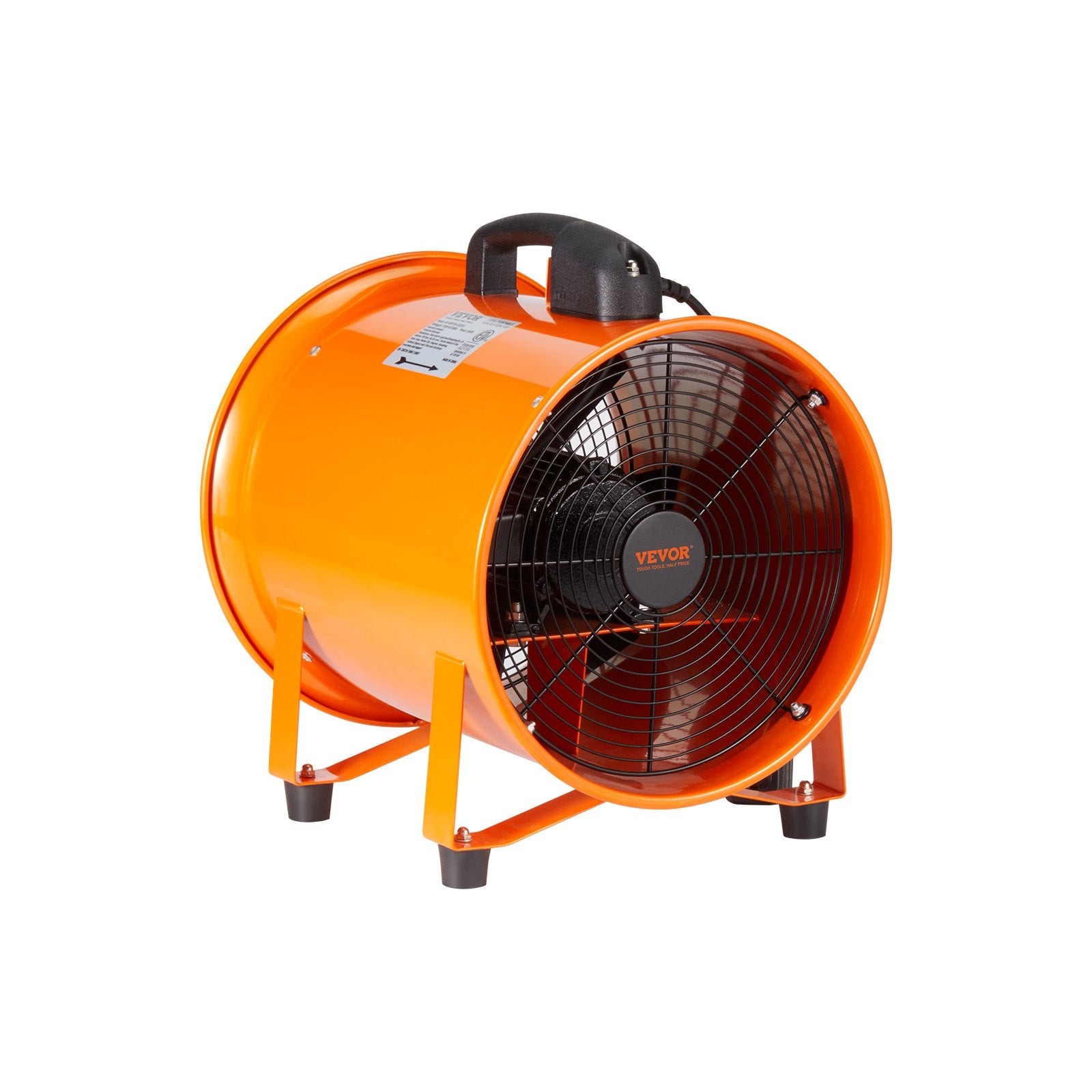 VEVOR Portable Ventilator, 304.8mm/12inch Heavy Duty Cylinder Fan with 10m Duct Hose, 367W Strong Shop Exhaust Blower 2574CFM, Industrial Utility Blower for Sucking Dust, Smoke, Smoke Home/Workplace