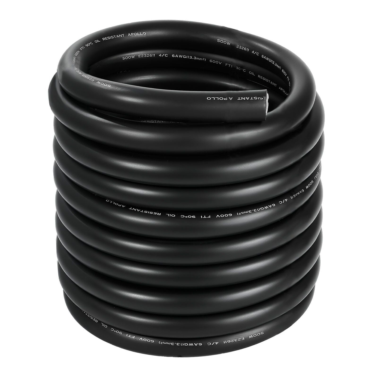 7.62 m 6AWG Portable Power Cable (4 Conductor), Heavy Duty 600V SOOW Electrical Power Cable, Industrial Grade Electric Wire, Premium CPE Rubber Jacket, Copper Extension Cord for Welder Machine