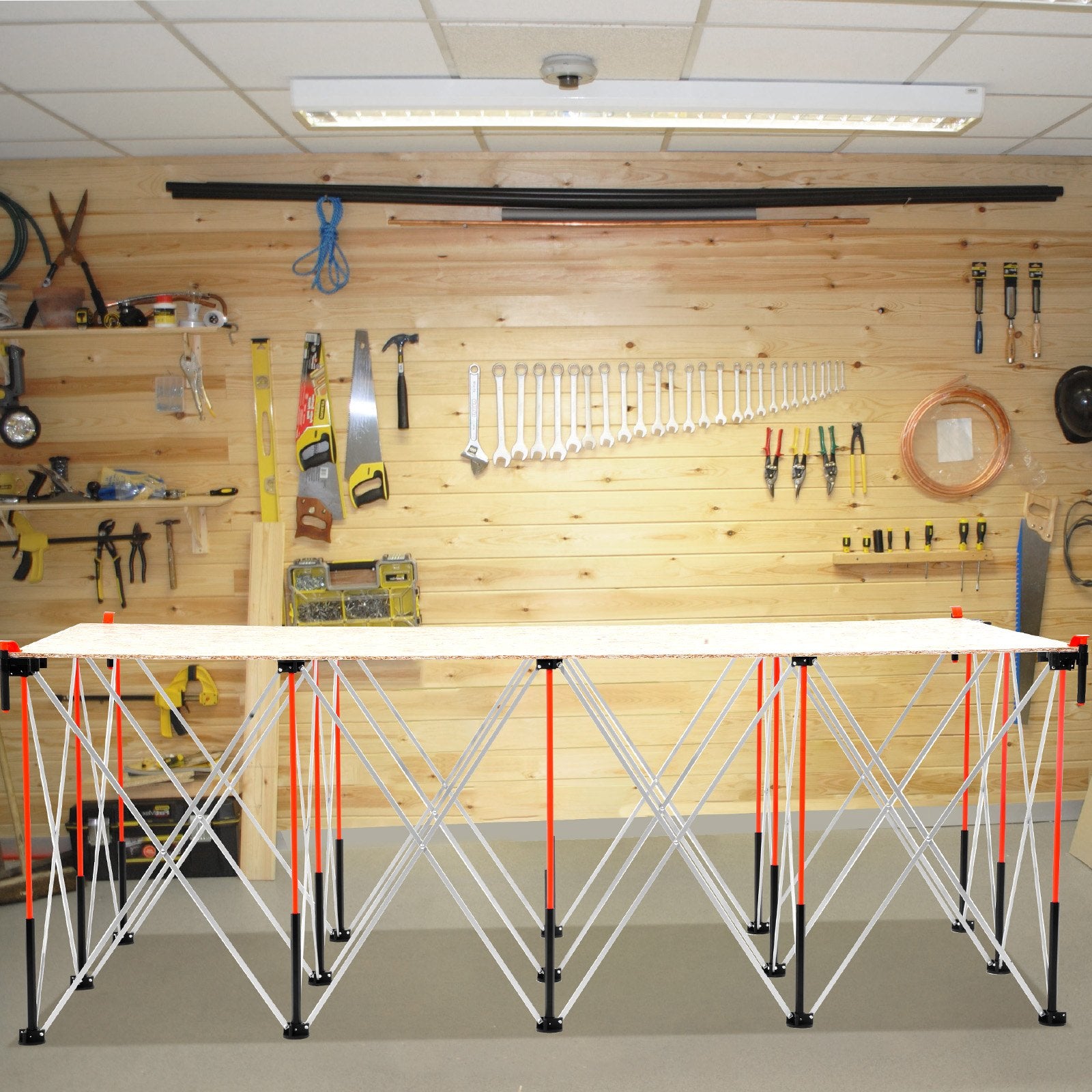 VEVOR Portable Folding Workstand 2455 x 1260 mm Collapsible Work Stand 2724 kg