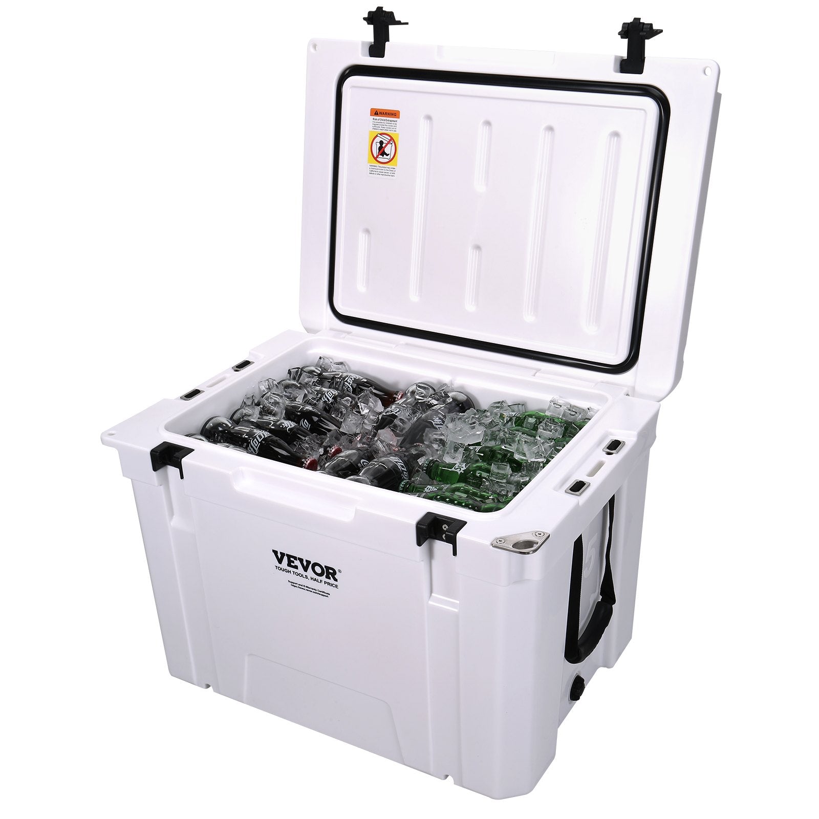 VEVOR Insulated Portable Cooler, 65 qt, Holds 65 Cans, Ice Retention Hard Cooler with Heavy Duty Handle, Ice Chest Lunch Box for Camping, Beach, Picnic, Travel, Outdoor, Keeps Ice for up to 6 Days