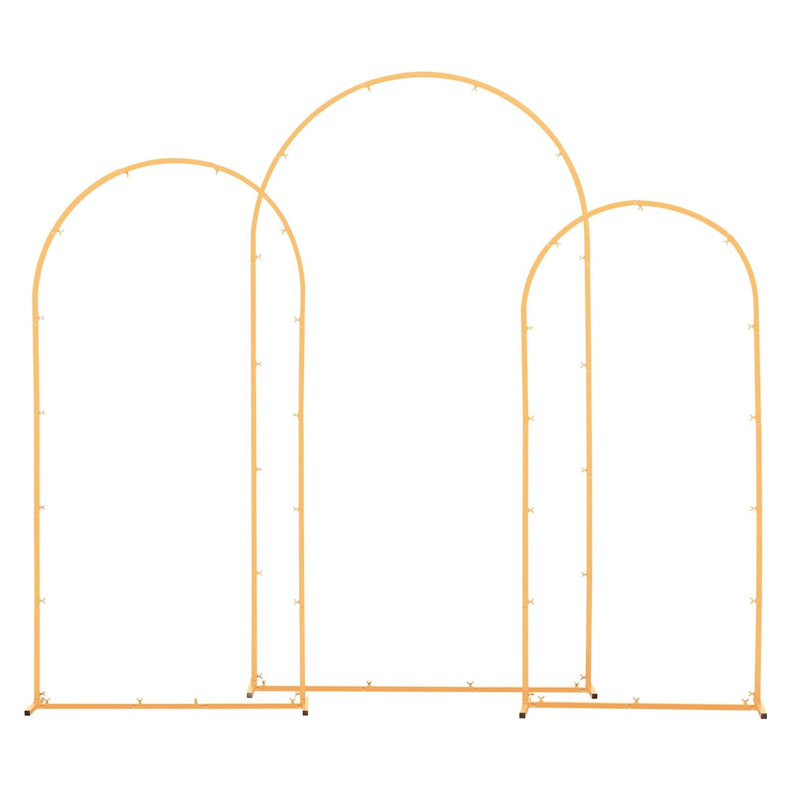 VEVOR Arch Backdrop Stand, Set of 3, 2.2/2/1.8 m , Stable Structure, Easy Assembly, Gold Metal Arch Backdrop Stand for Wedding, Birthday Party, Graduation, Holiday Celebration, and Ceremony Decoration