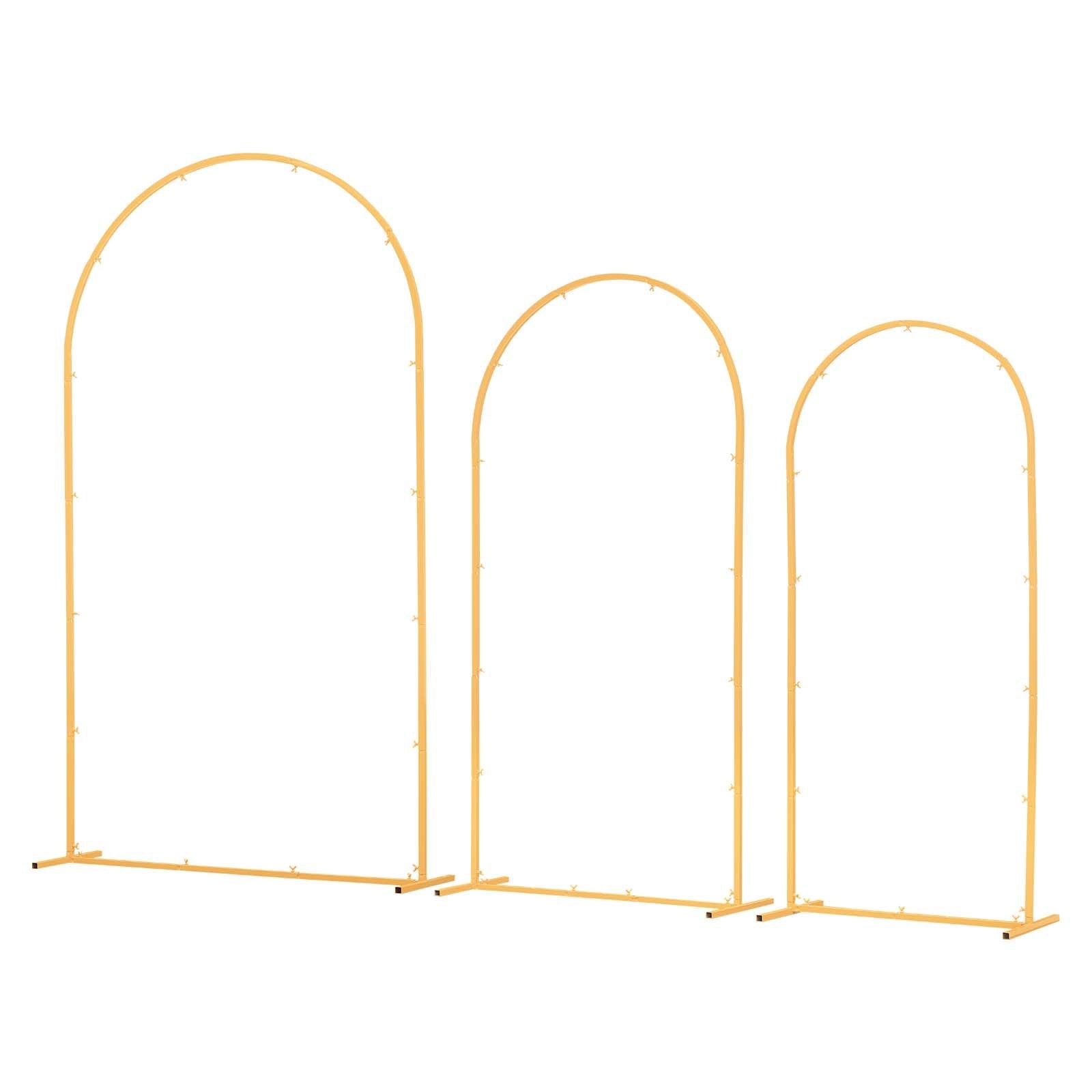 VEVOR Arch Backdrop Stand, Set of 3, 2.2/2/1.8 m , Stable Structure, Easy Assembly, Gold Metal Arch Backdrop Stand for Wedding, Birthday Party, Graduation, Holiday Celebration, and Ceremony Decoration