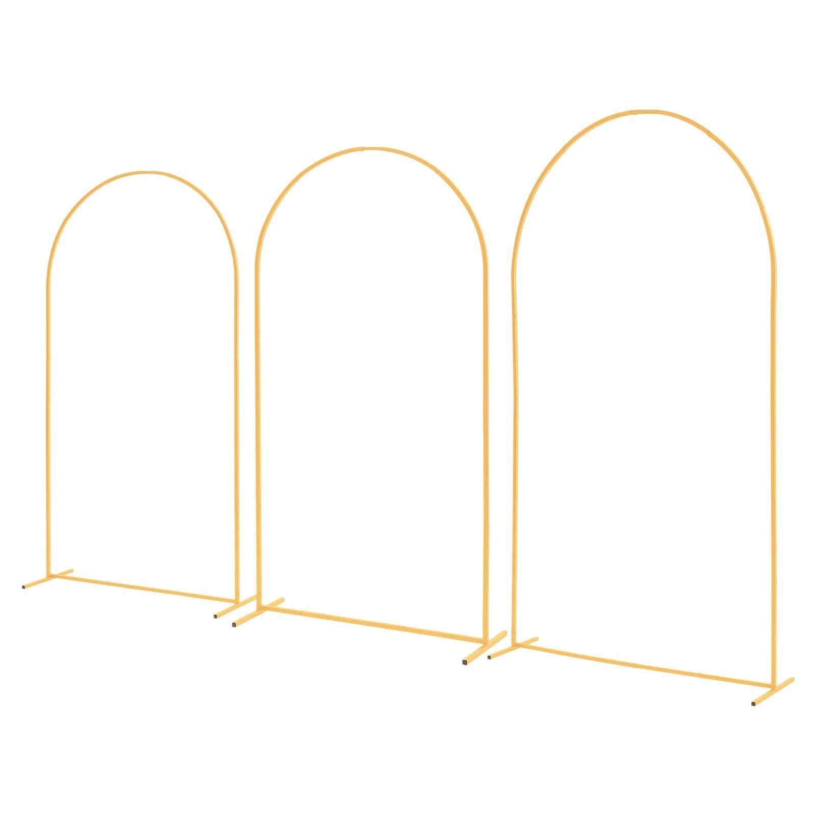 Arch Backdrop Stand, Set of 3, 2.4/2.2/2 m, Stable Structure, Easy Assembly, Gold Metal Arch Backdrop Stand for Wedding, Birthday Party, Graduation, Holiday Celebration, and Ceremony Decoration