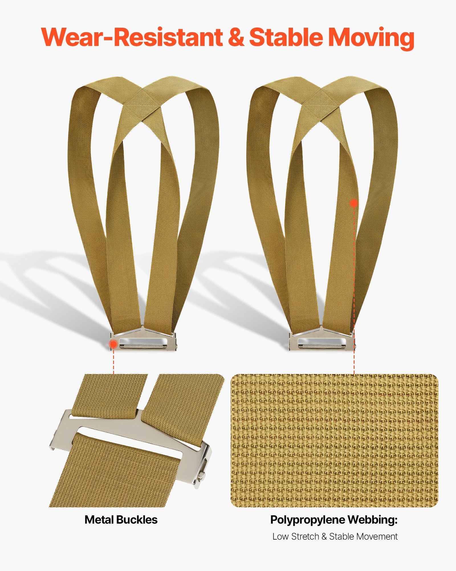 VEVOR Moving Straps, Supports up to 453.6 kg, 2-Person Lifting and Moving System with 2 Harness Straps & 1 Load-bearing Strap, Adjustable Lifting Shoulder Straps Move Furniture Appliances Mattresses