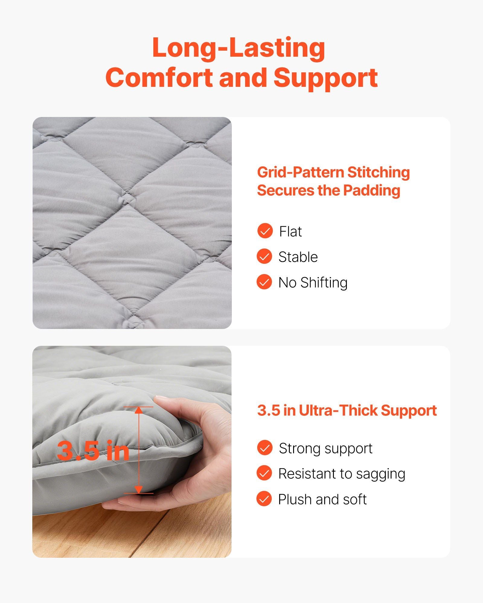 Japanese Tatami Mat, Full Size Foldable Japanese Tatami Mattress, Futon Mattress with Storage Bag & Fastener, 9-Layer Floor Mat for Sleeping, Dorm, Meditation, Yoga, 2032 x 1372 x 89 mm, Gray