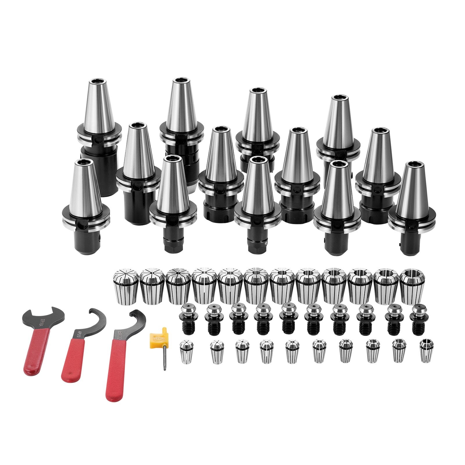 VEVOR CAT40 Collet Holder ER 16/32 Collet Set, 35 PCs, SLN FMB ER16/32 APU Tool Holders Spring Steel Collet Chucks with 10 Pull Studs and 3 Wrenches, for Milling Machine Drill Presses Boring Machine