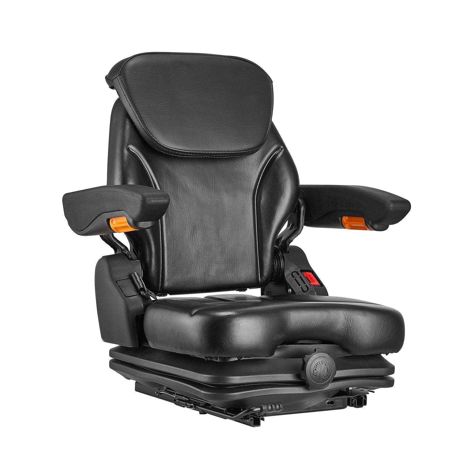 VEVOR Universal Forklift Seat, Tractor Suspension Seat with Adjustable Back, Armrest, Headrest & Safety Belt, Secure Fold Down Tractor Seat with Micro Switch, Lawnmower Seat for Skid Loader Bulldozer