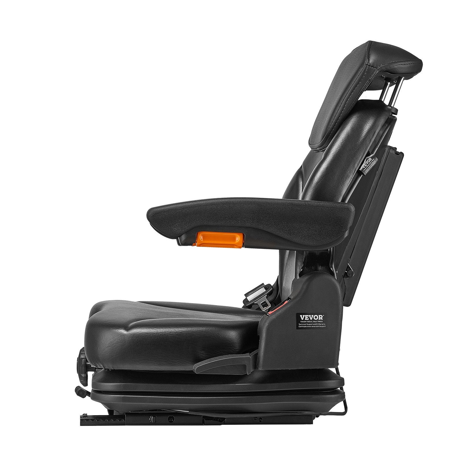 VEVOR Universal Forklift Seat, Tractor Suspension Seat with Adjustable Back, Armrest, Headrest & Safety Belt, Secure Fold Down Tractor Seat with Micro Switch, Lawnmower Seat for Skid Loader Bulldozer