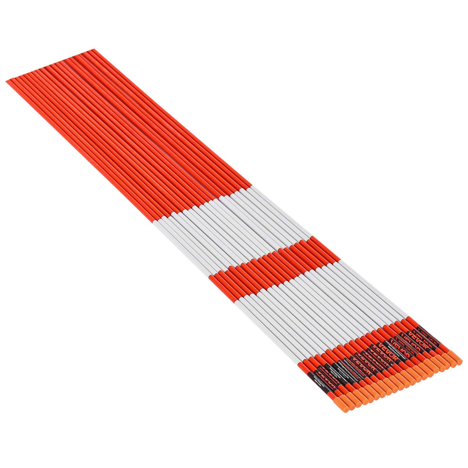 VEVOR Driveway Markers, 500Pcs 122cm Long 6.35mm Dia, Hi-Visibility Driveway Reflectors with 12 in Steel Drill Bits, Reflective Snow Sticks Fiberglass Pole for Parking Lots, Walkways, Snow Plowing