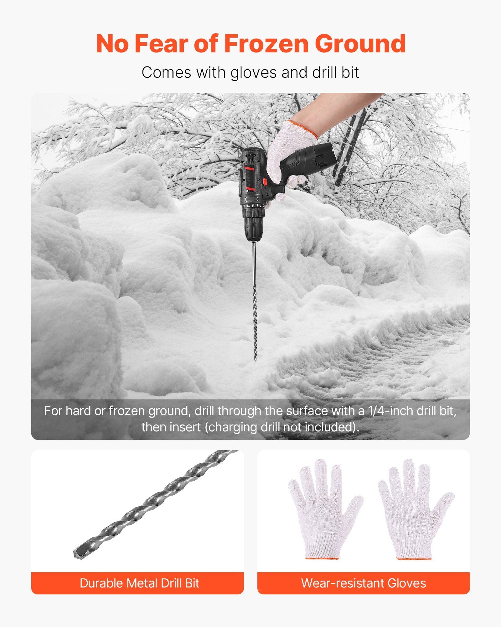 Driveway Markers, 50Pcs 152cm Long 7.87mm Dia, Hi-Visibility Driveway Reflectors with 12 in Steel Drill Bits, Reflective Snow Sticks Fiberglass Pole for Parking Lots, Walkways, Snow Plowing