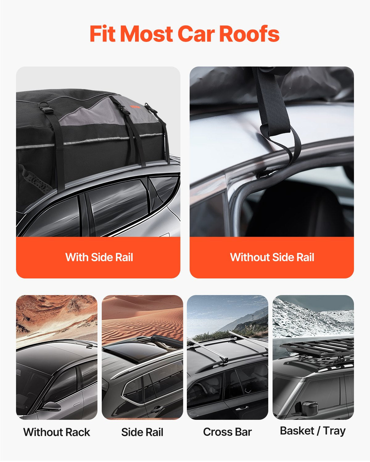 VEVOR Car Rooftop Cargo Carrier Bag, 21 Cubic Feet Cargo Carrier for Car Roof, 100% Waterproof 900D Oxford Cloth Roof Luggage Bag for All Vehicle with/without Rack- with Lock, Non-Slip Mat, Door Hooks