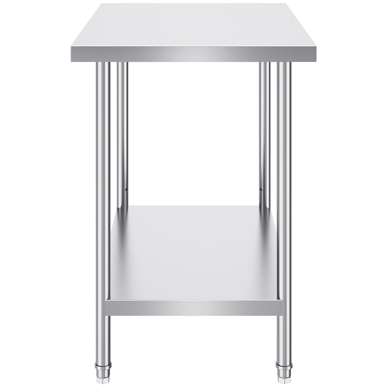 VEVOR Stainless Steel Prep Table, 24 x 36 x 34 Inch, Heavy Duty Metal Worktable with 3 Adjustable Height Levels, Commercial Workstation for Kitchen Garage Restaurant Backyard