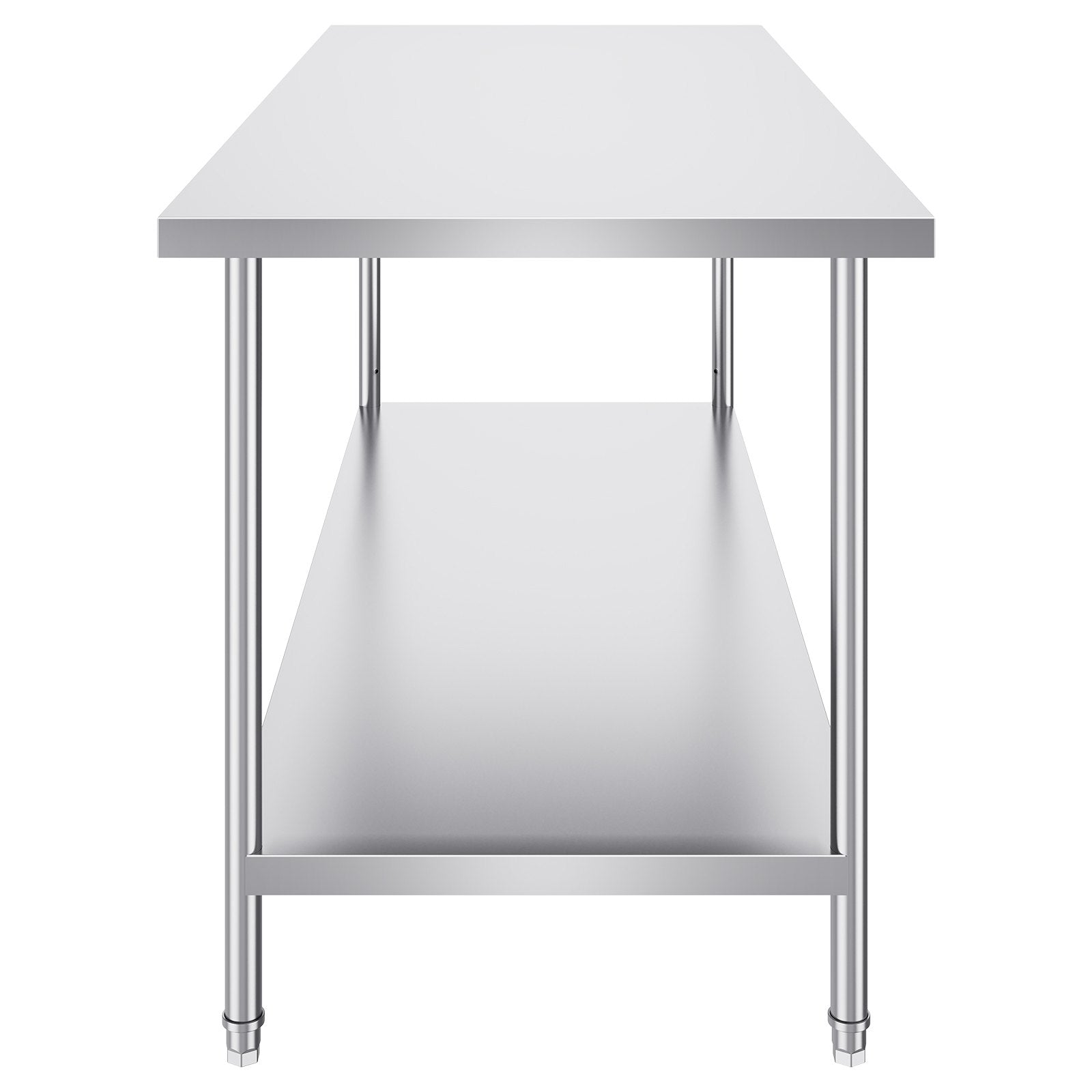 VEVOR Stainless Steel Prep Table, 30 x 72 x 34 Inch, Heavy Duty Metal Worktable with 3 Adjustable Height Levels, Commercial Workstation for Kitchen Garage Restaurant Backyard
