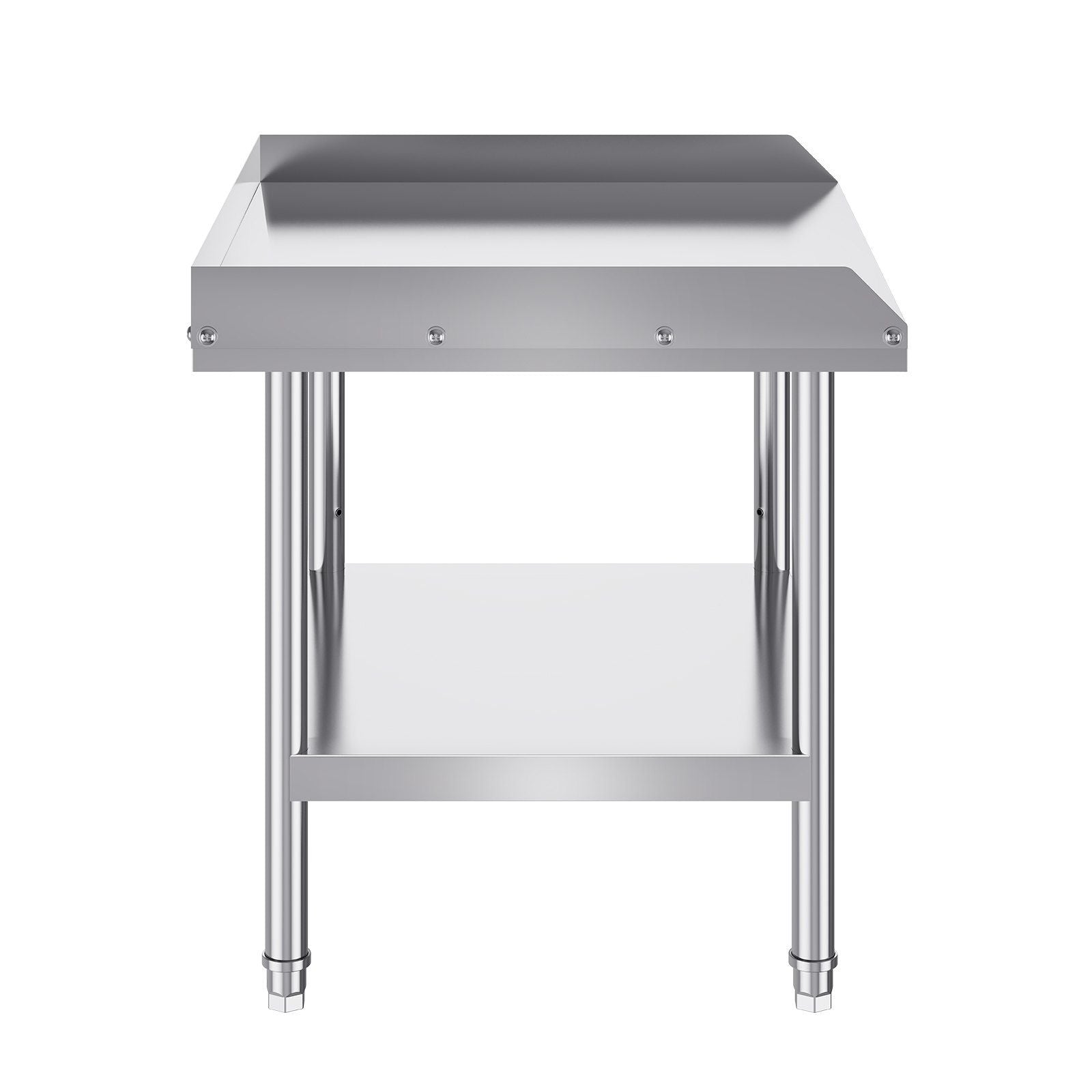 Stainless Steel Work Table, 24 x 28 x 26 Inch Commercial Food Prep Worktable, 3-Sided Backsplash Heavy Duty Prep Worktable, Metal Work Table with Adjustable Height for Restaurant Home Hotel