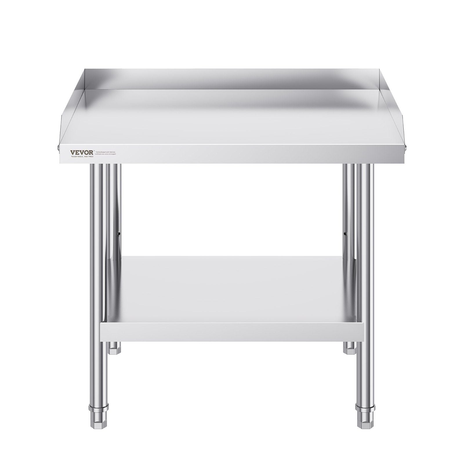 Stainless Steel Work Table, 24 x 28 x 26 Inch Commercial Food Prep Worktable, 3-Sided Backsplash Heavy Duty Prep Worktable, Metal Work Table with Adjustable Height for Restaurant Home Hotel