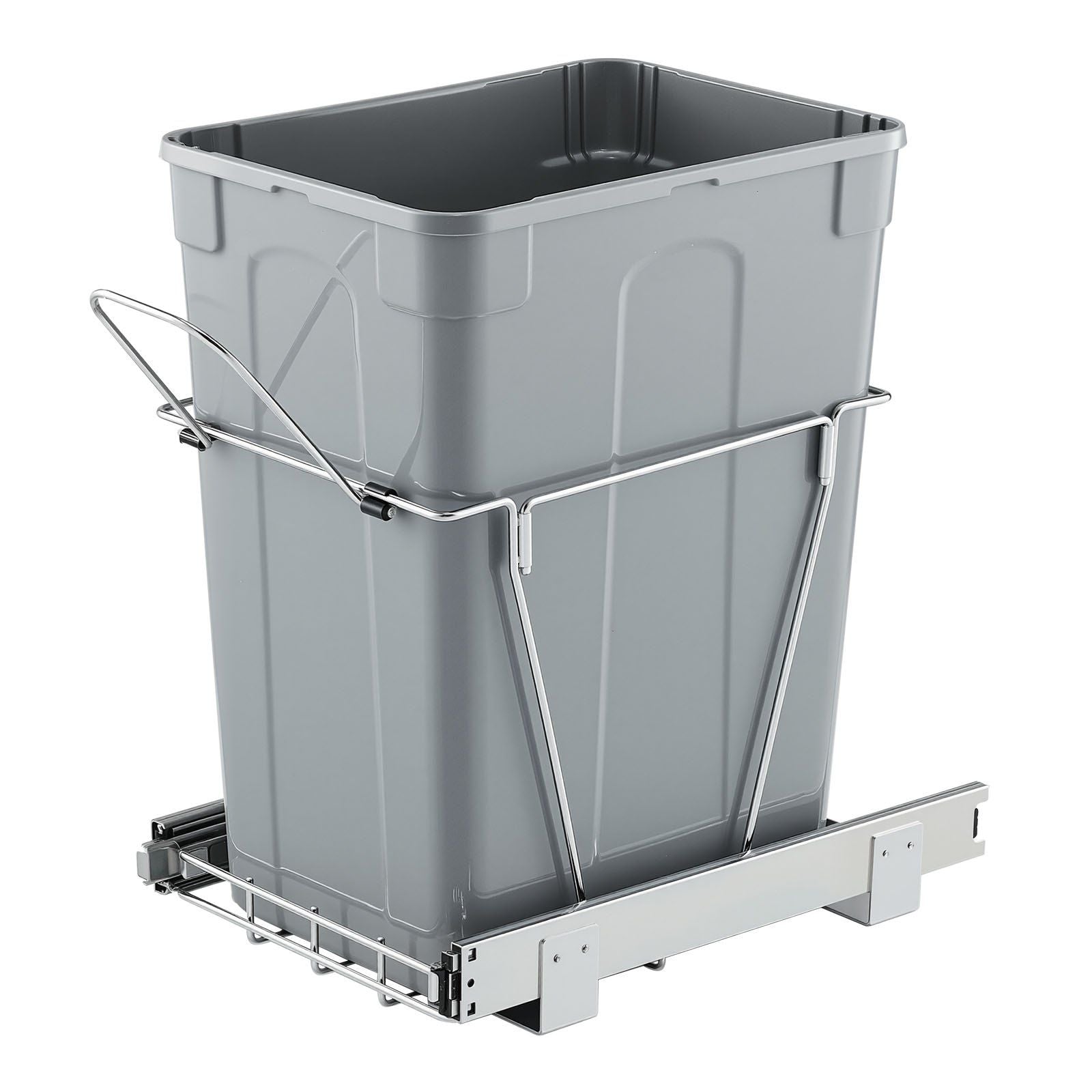 Pullout Trash Can for Kitchen Cabinets, Garbage Waste Recycling Bin, Under Mount Waste Container, with Heavy Duty Metal Full Extension Sliding System and Handle, for Sink, Under Counter