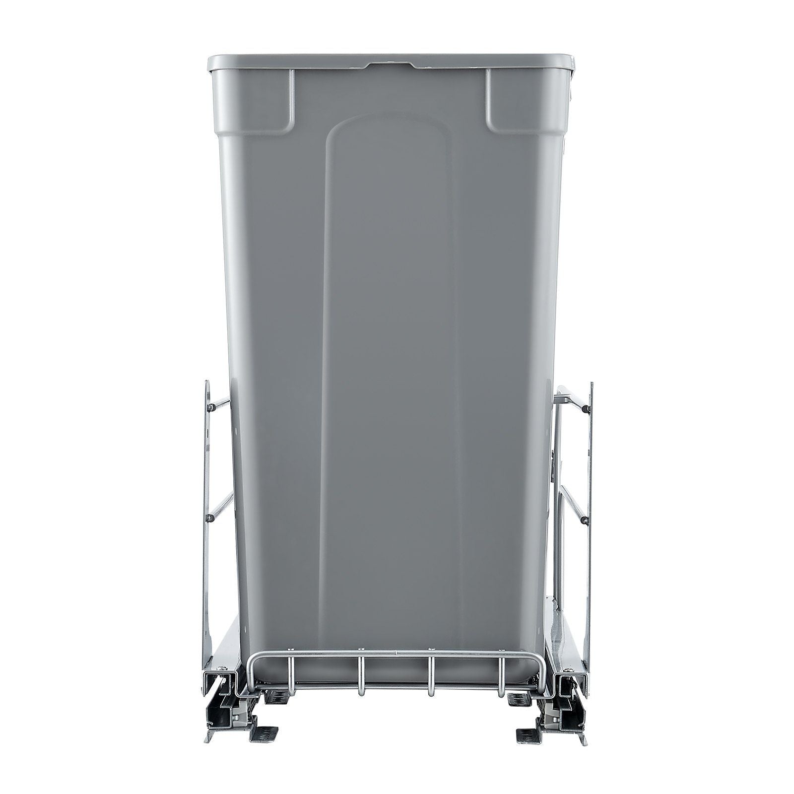 Pull-Out Trash Can, 27 QT x2 Double Under Mount Kitchen Waste Container, Heavy Duty Garbage Recycling Bin with Door Kit and Soft Close Slide, for Kitchen Cabinet, Sink, Under Counter (Grey)