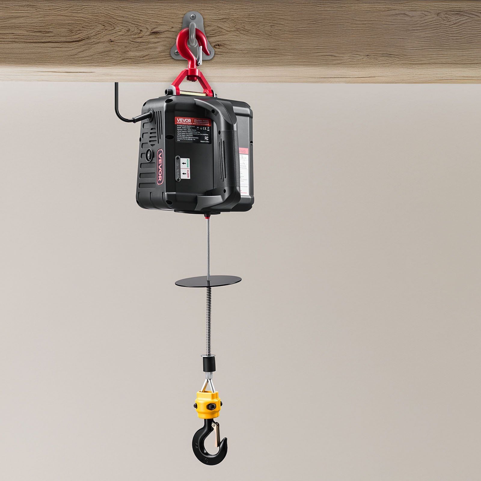 2-in-1 Electric Hoist Winch, 500 kg Capacity, 1500W Portable Power Winch Crane, 7.6 m Lifting Height, 5 m/min with Manual and Wireless Remote Control for Factory, Warehouss, Garage