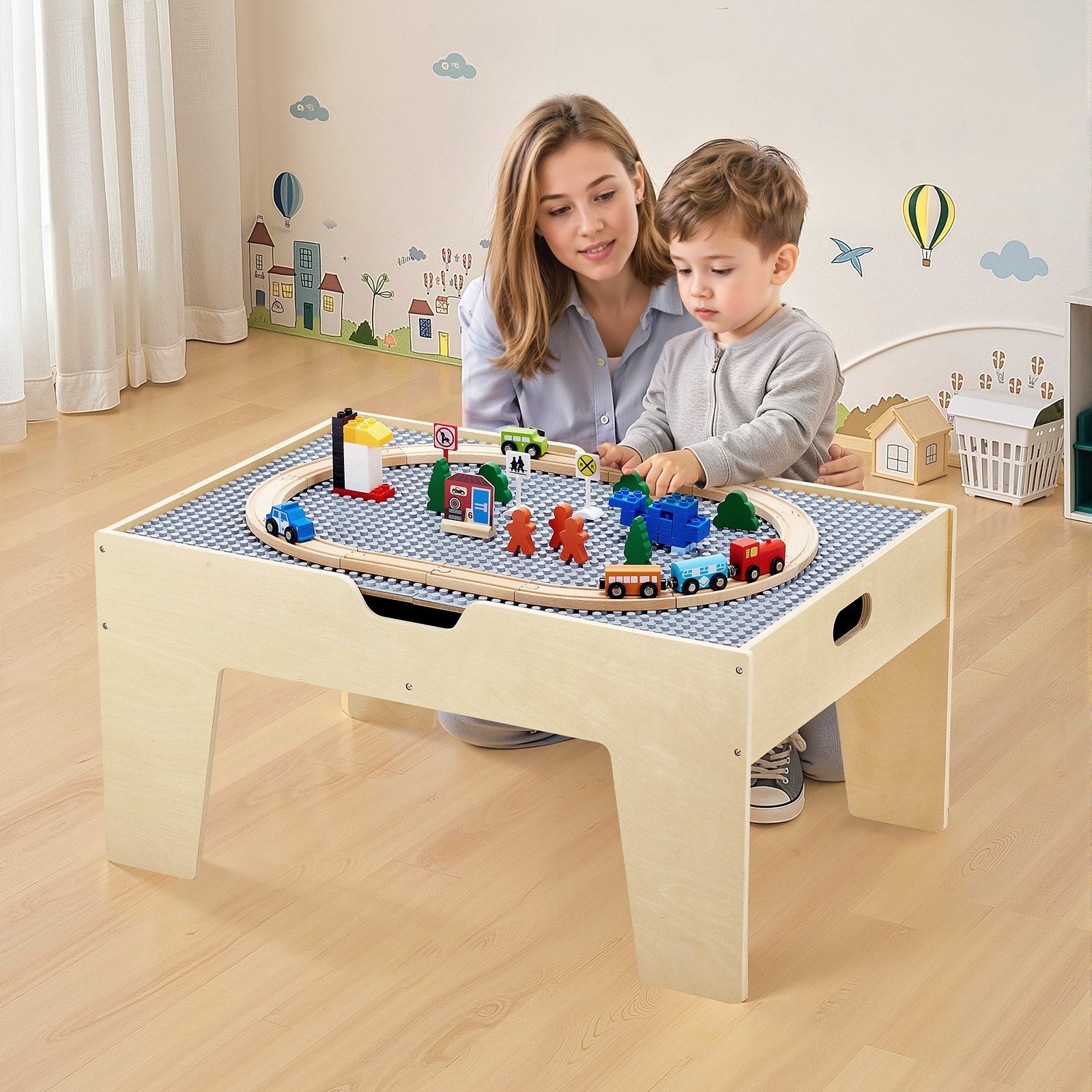 VEVOR Multi-Purpose Activity Play Table 290 Building Bricks & 30 PCS Accessories
