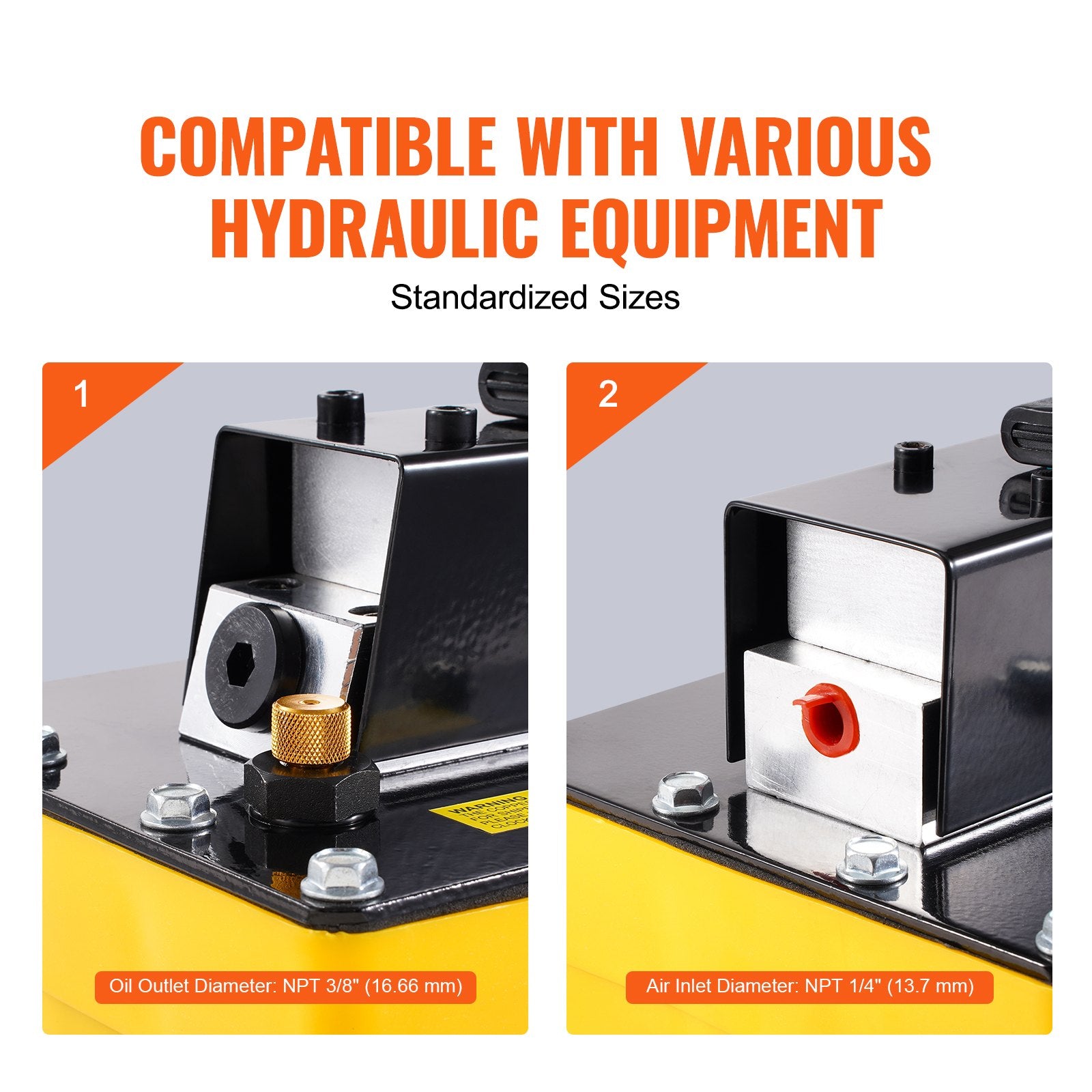 VEVOR 10,000PSI Air Hydraulic Pump, 2.3 L Reservoir, NPT 3/8 In Oil Outlet, NPT 1/4 In Inlet, Air Actuated Foot Pump with Remote Control Actuator, for Automobile Frame Machine & Hydraulic Press