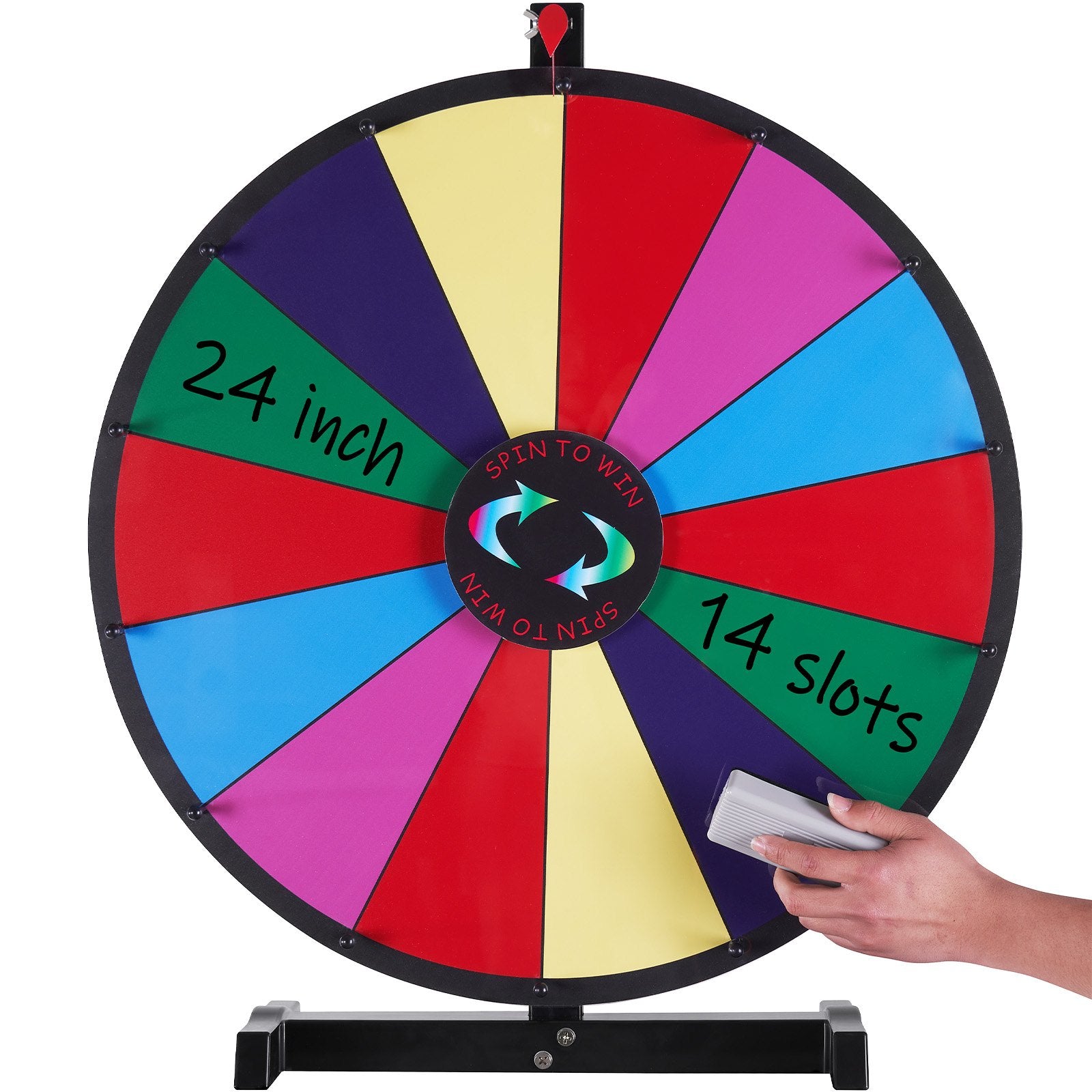 VEVOR 24 inch Spinning Prize Wheel, 14 Slots Tabletop Spinner, Heavy Duty Roulette Wheel with a Dry Erase and 2 Markers, Win Fortune Spin Games in Party Pub Trade Show Carnival