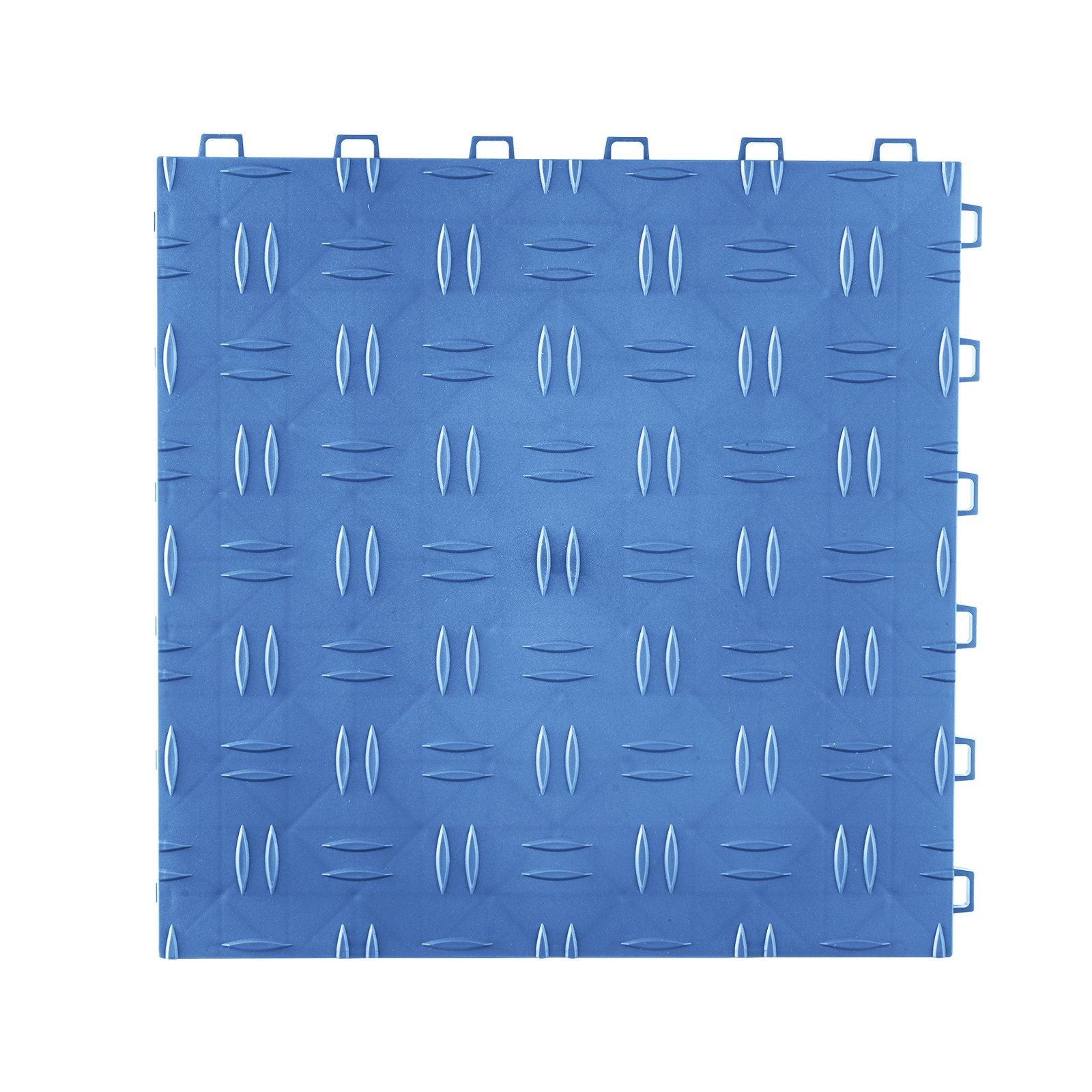 Garage Tiles Interlocking, 305 x 305 x 13.4 mm 50 Pack Garage Floor Covering Tiles, Non-Slip Double-Sided Texture Garage Flooring Tiles, for Garages, Basements, Repair Shops, Blue