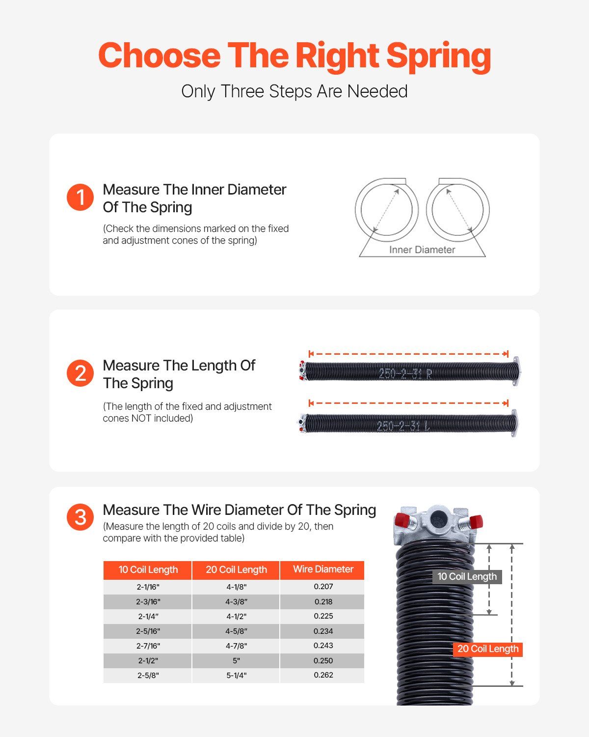 Garage Door Torsion Springs, Pair of 6.35 x 50.8 x 787 mmn, 16000 Cycles, Electrophoresis Black Coated for Replacement, Garage Door Springs with Non-Slip Winding Bars, Gloves and Mounting Wrench