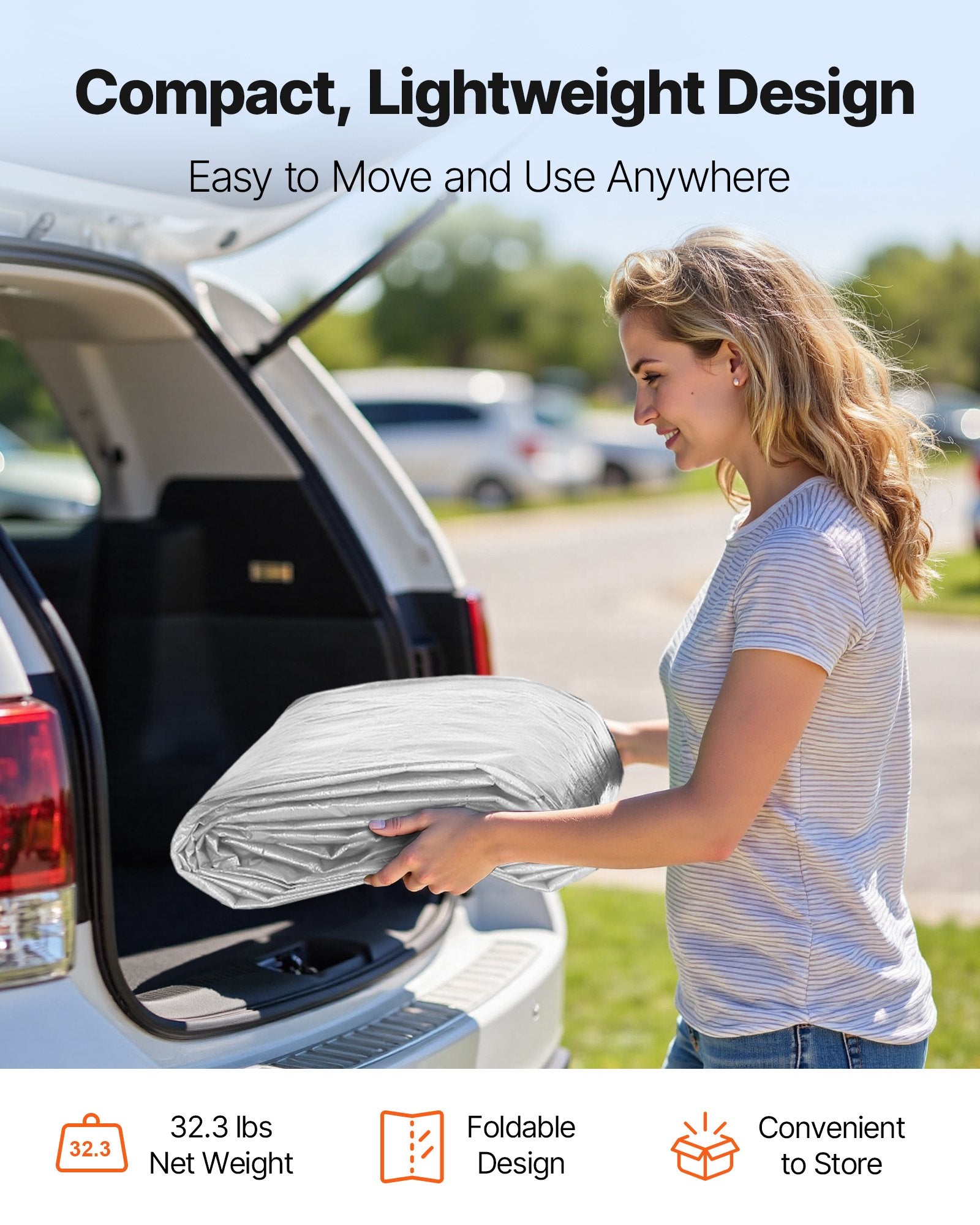 VEVOR Carport Replacement Canopy, 6x 3.6 m Potable Garage Tent Top Tarp with Sidewalls, UV-Resistant & Waterproof, Heavy Duty Car Shelter Tarp with Ball Buggees, Grey, Frame Not Included