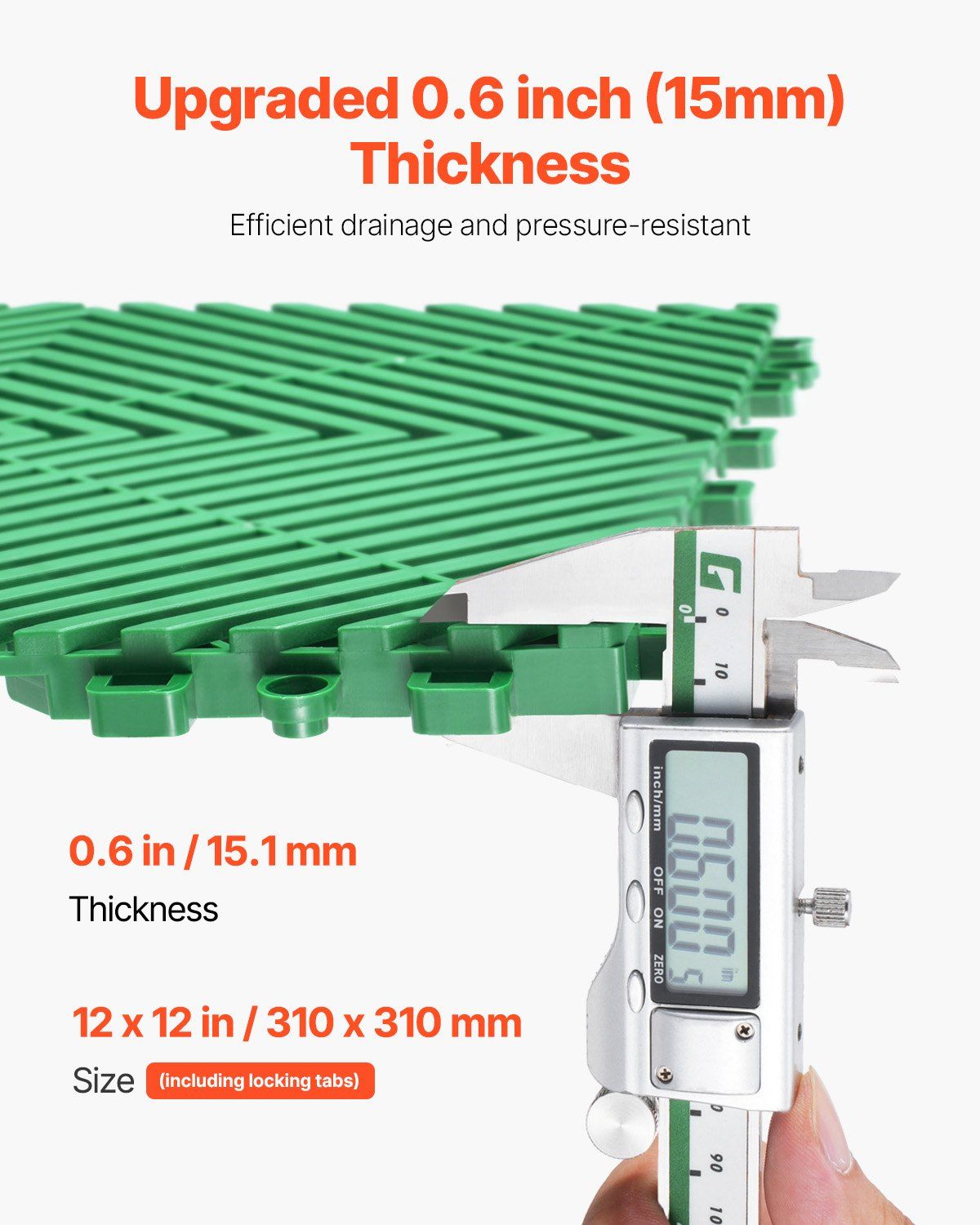 Interlocking Drainage Mat, 50 Pcs Modular Interlocking Cushion, 31 x 31 cm Splicing Drainage Mats, Non-Slip Green PP Drainage Floor Tile and Shower Mat, for Garage, Garden, Kitchen & Outdoor