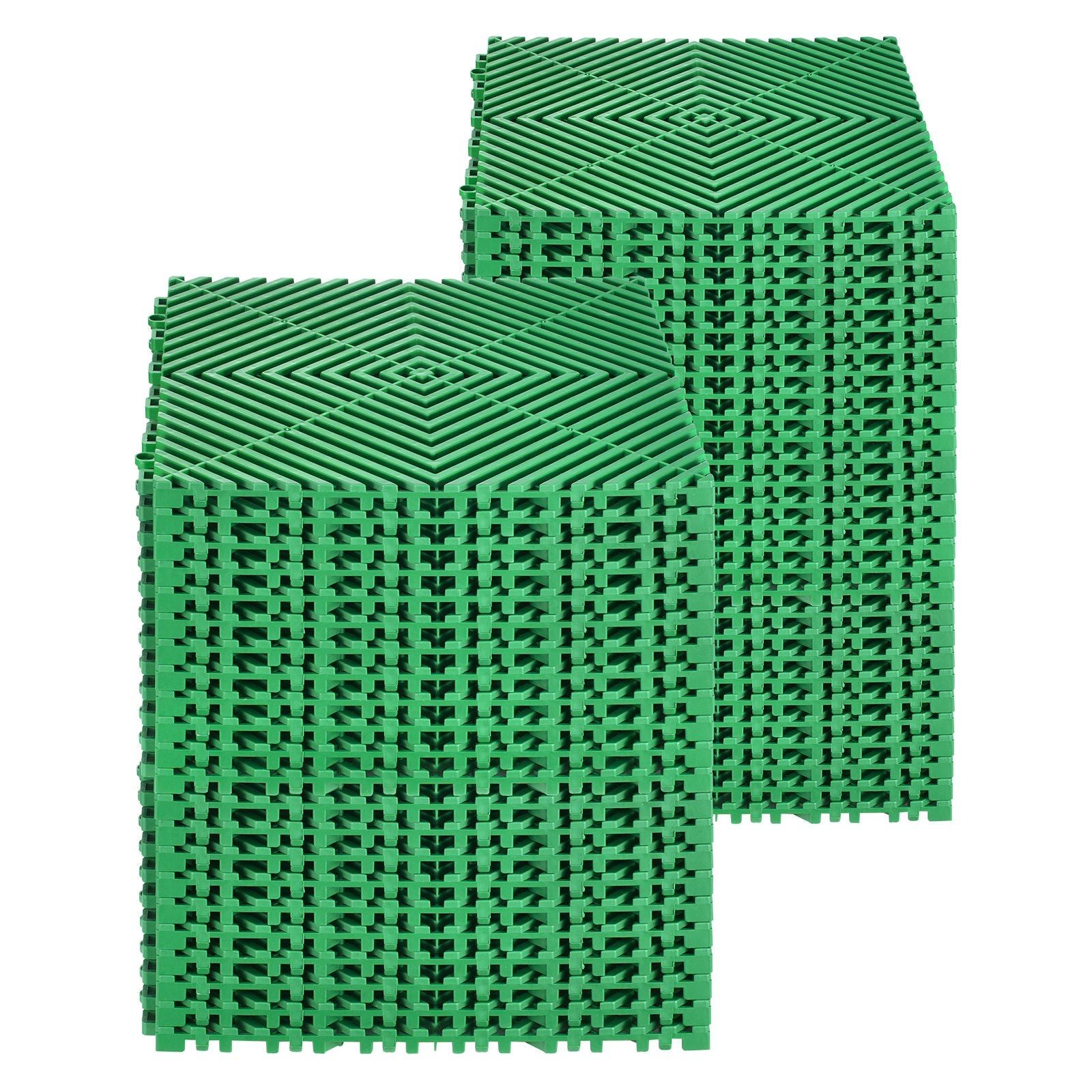 Interlocking Drainage Mat, 50 Pcs Modular Interlocking Cushion, 31 x 31 cm Splicing Drainage Mats, Non-Slip Green PP Drainage Floor Tile and Shower Mat, for Garage, Garden, Kitchen & Outdoor