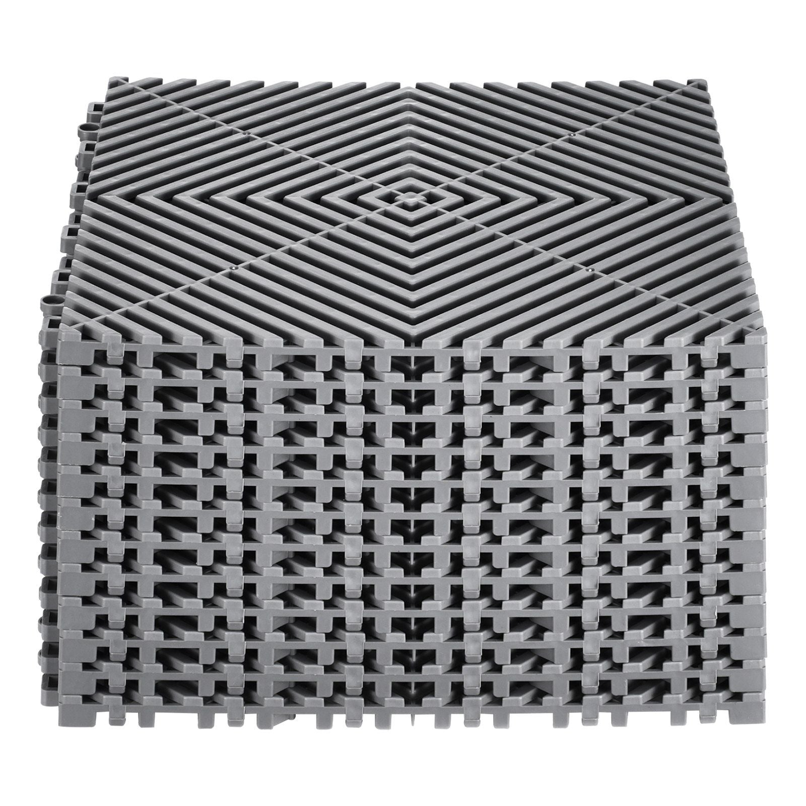 Interlocking Drainage Mat, 31 x 31 cm Modular Interlocking Cushion, 12 Pcs Splicing Drainage Mats, Non-Slip Gray PP Drainage Floor Tile and Shower Mat, for Garage, Garden, Kitchen & Outdoor