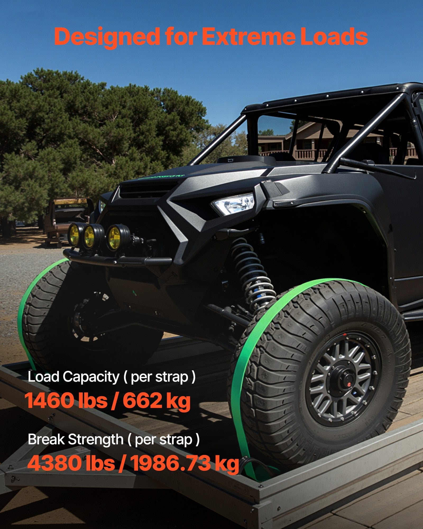 VEVOR Wheel Chock Tie-Down Kit, Chock-Style Trailer Tie Down Strap, Car Tie Down Kit with Buckle, Break Strength 1986.73 kg & Working Load 662 kg Motorcycle Tie-Down System for ATVs, UTVs & Trailers