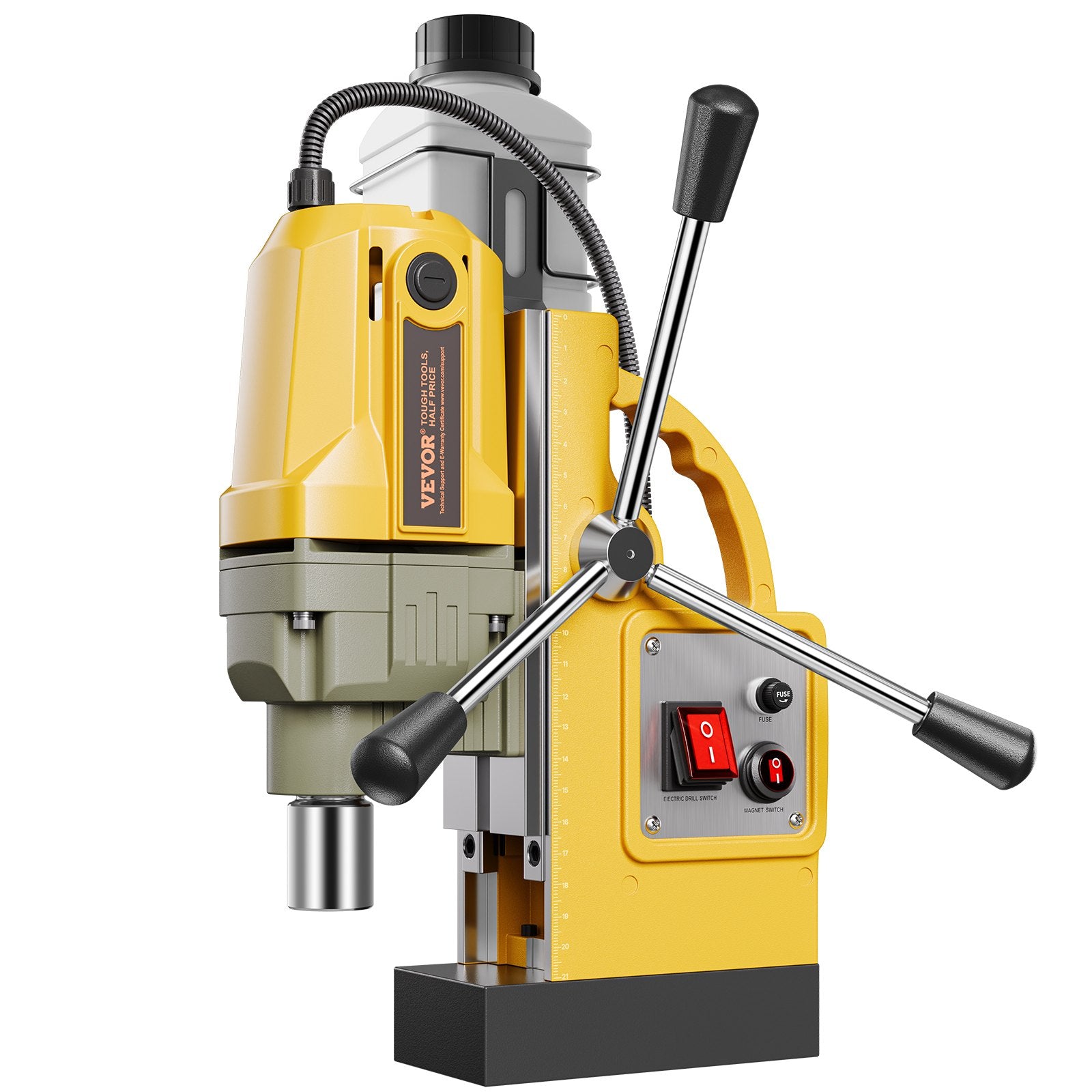 VEVOR Magnetic Drill, 1400W Motor 1.6 in Boring Diameter, 2810 lbf Portable Electric Mag Drill Press, with 11 Coring Bits, 800 RPM Speed, Drilling Machine for Metal Surface, Home Improvement Industry